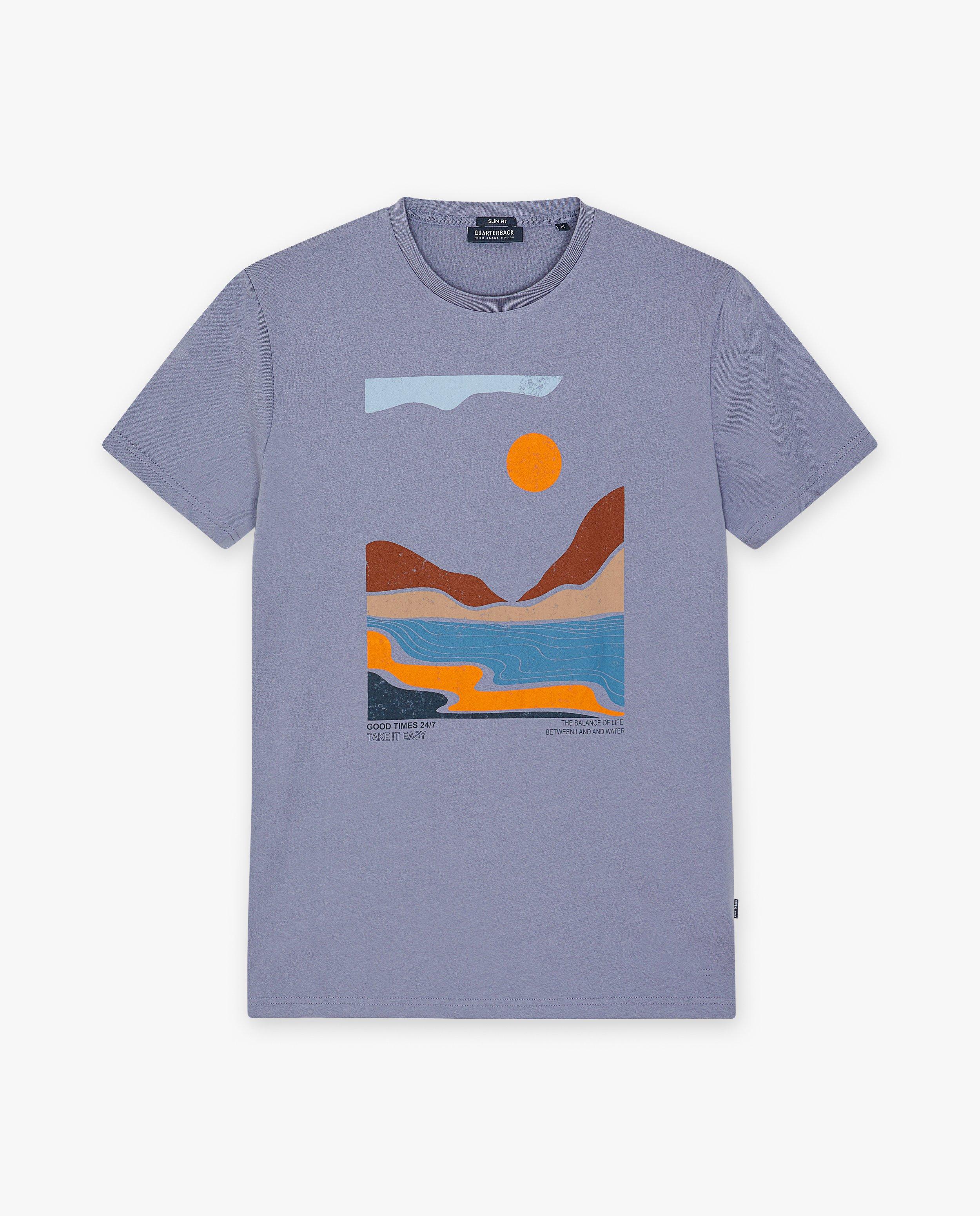 T-shirts - T-shirt beige à imprimé, slim fit