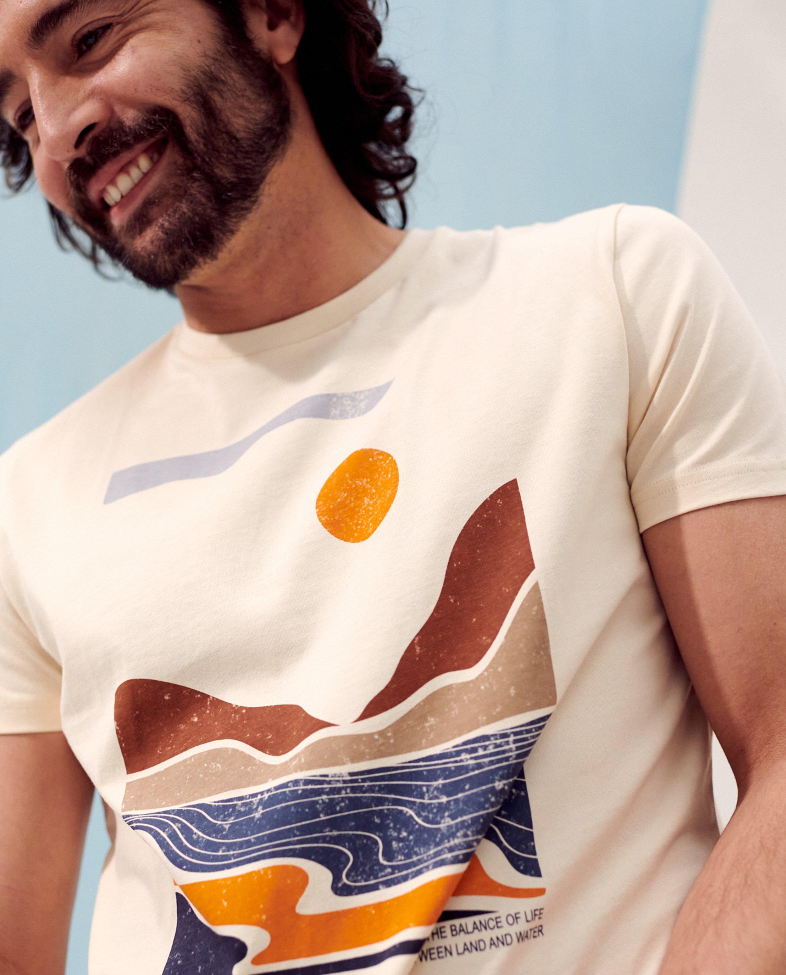 T-shirts - T-shirt beige à imprimé, slim fit