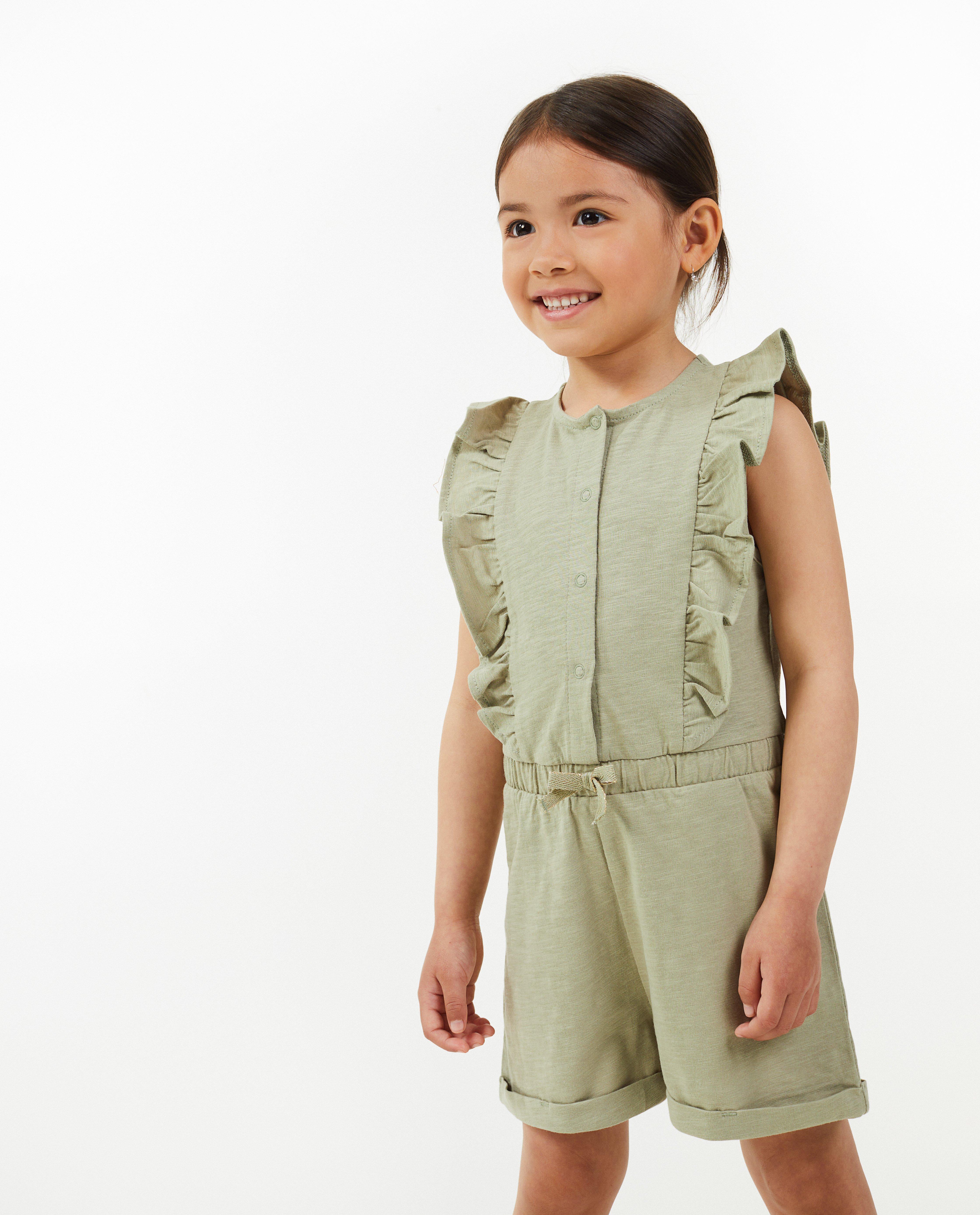 Jumpsuit - Groen jumpsuit met ruches