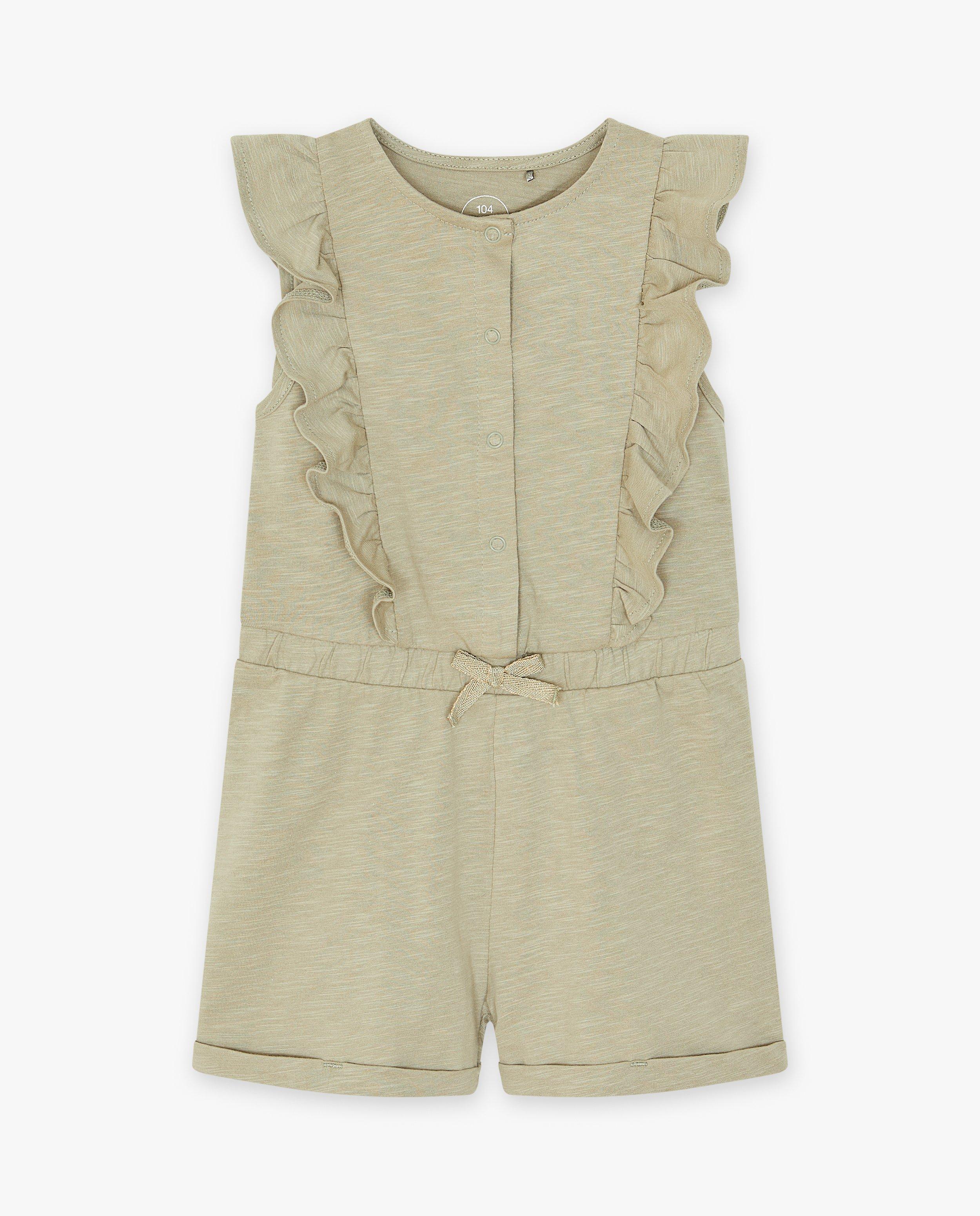 Jumpsuit - Groen jumpsuit met ruches