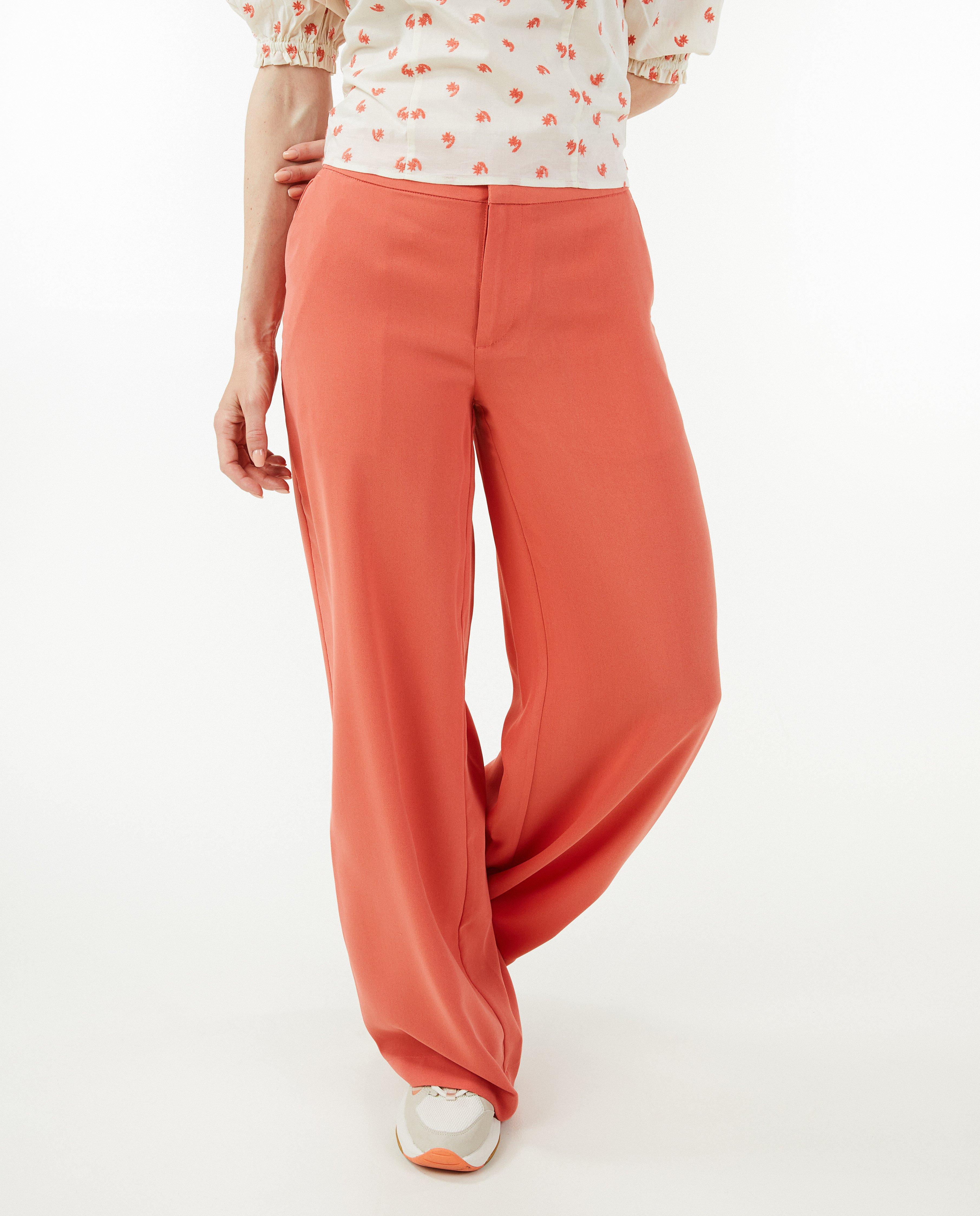 Broeken - Zalmroze broek, wide leg fit