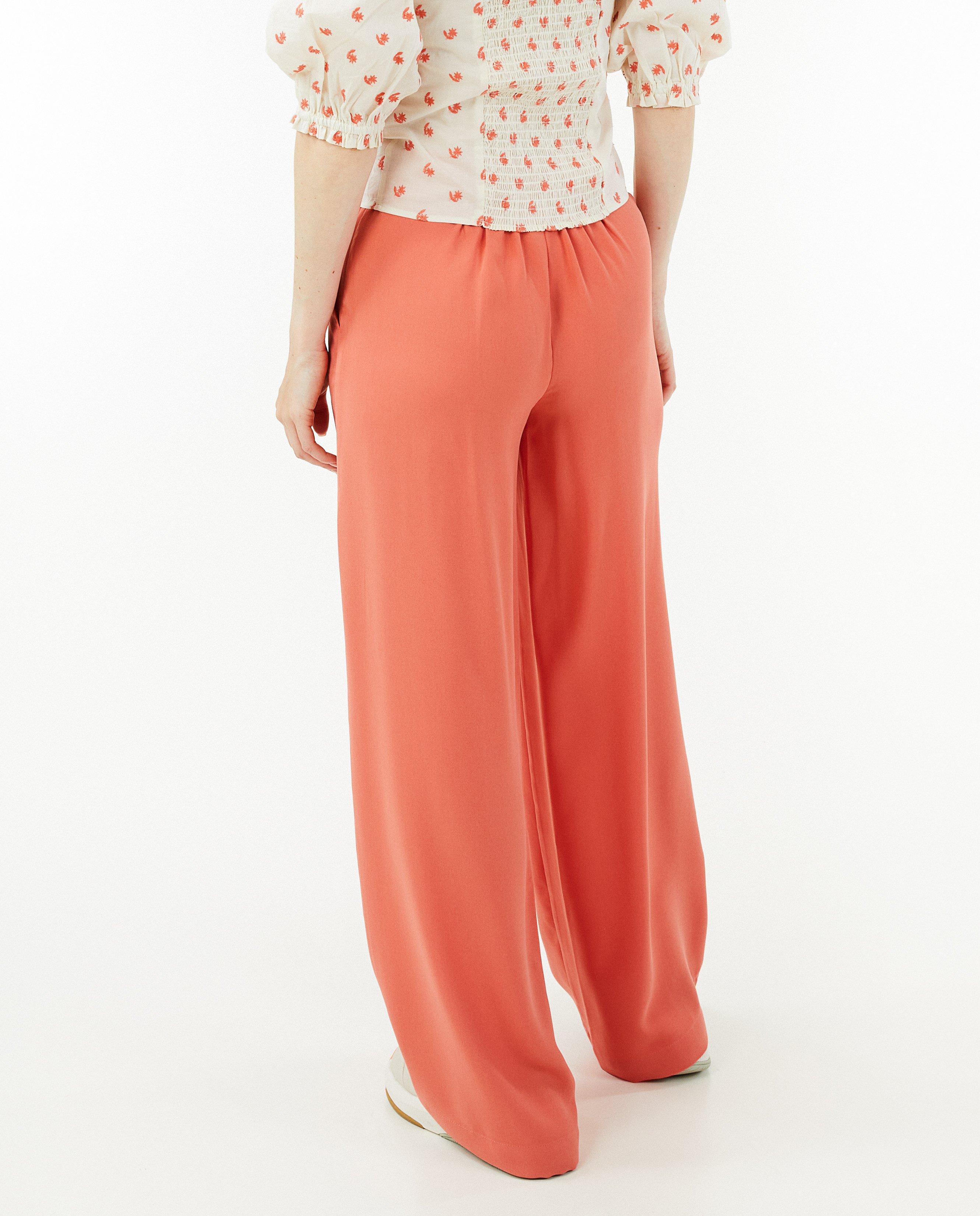 Broeken - Zalmroze broek, wide leg fit