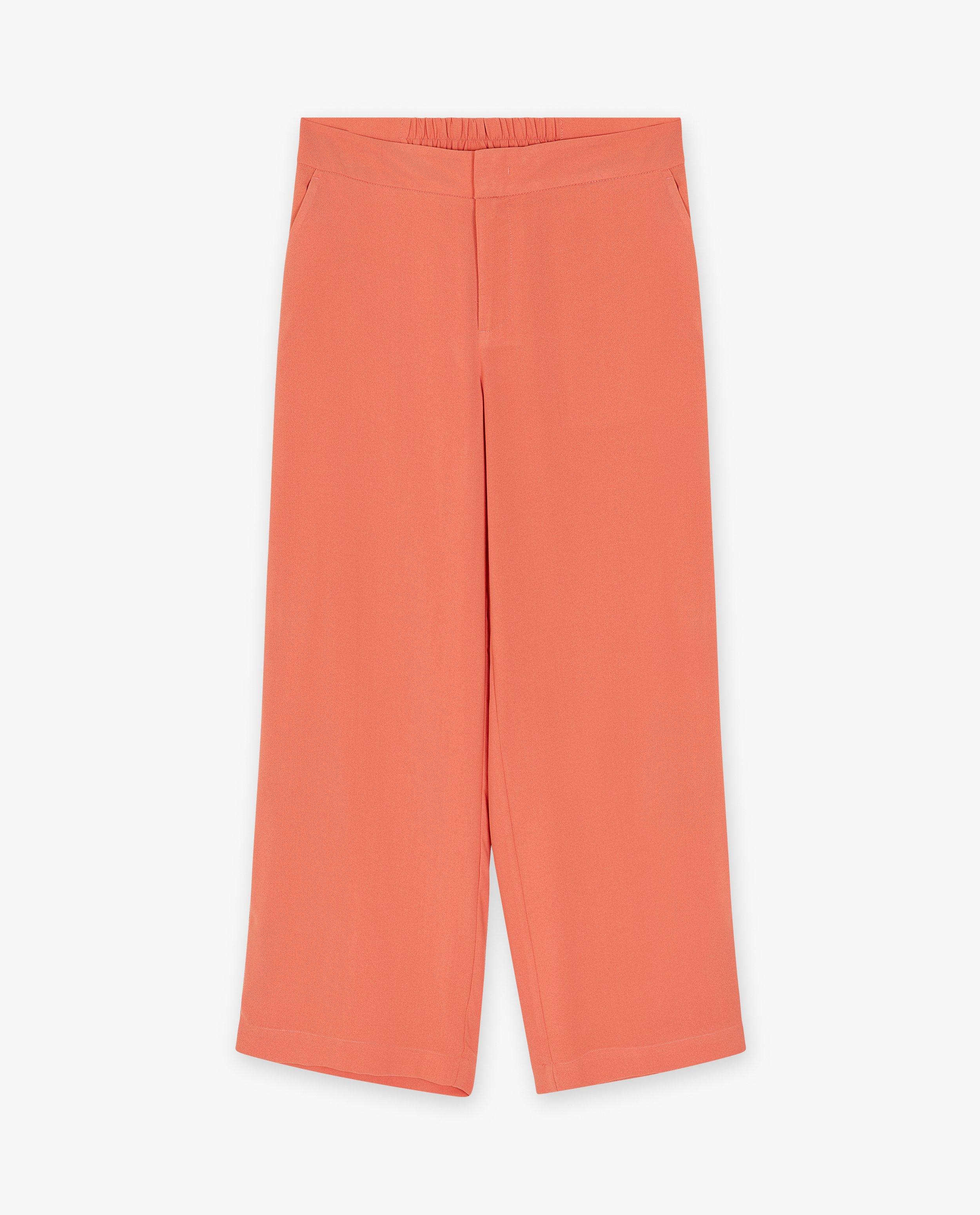 Broeken - Zalmroze broek, wide leg fit