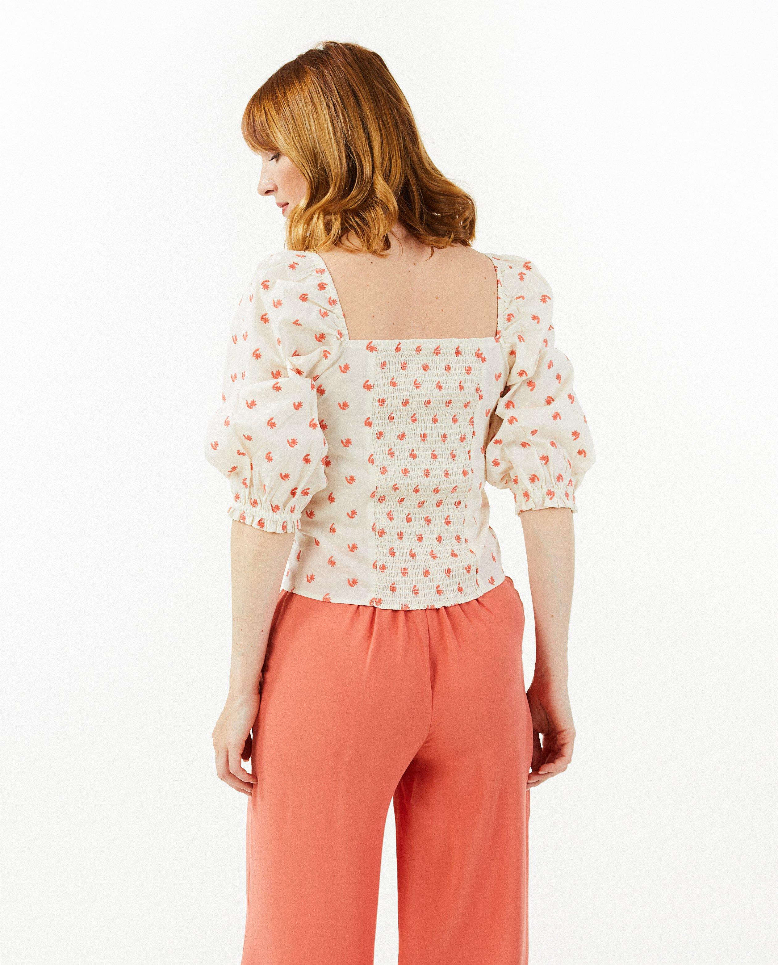 Hemden - Top met geborduurde bloemen