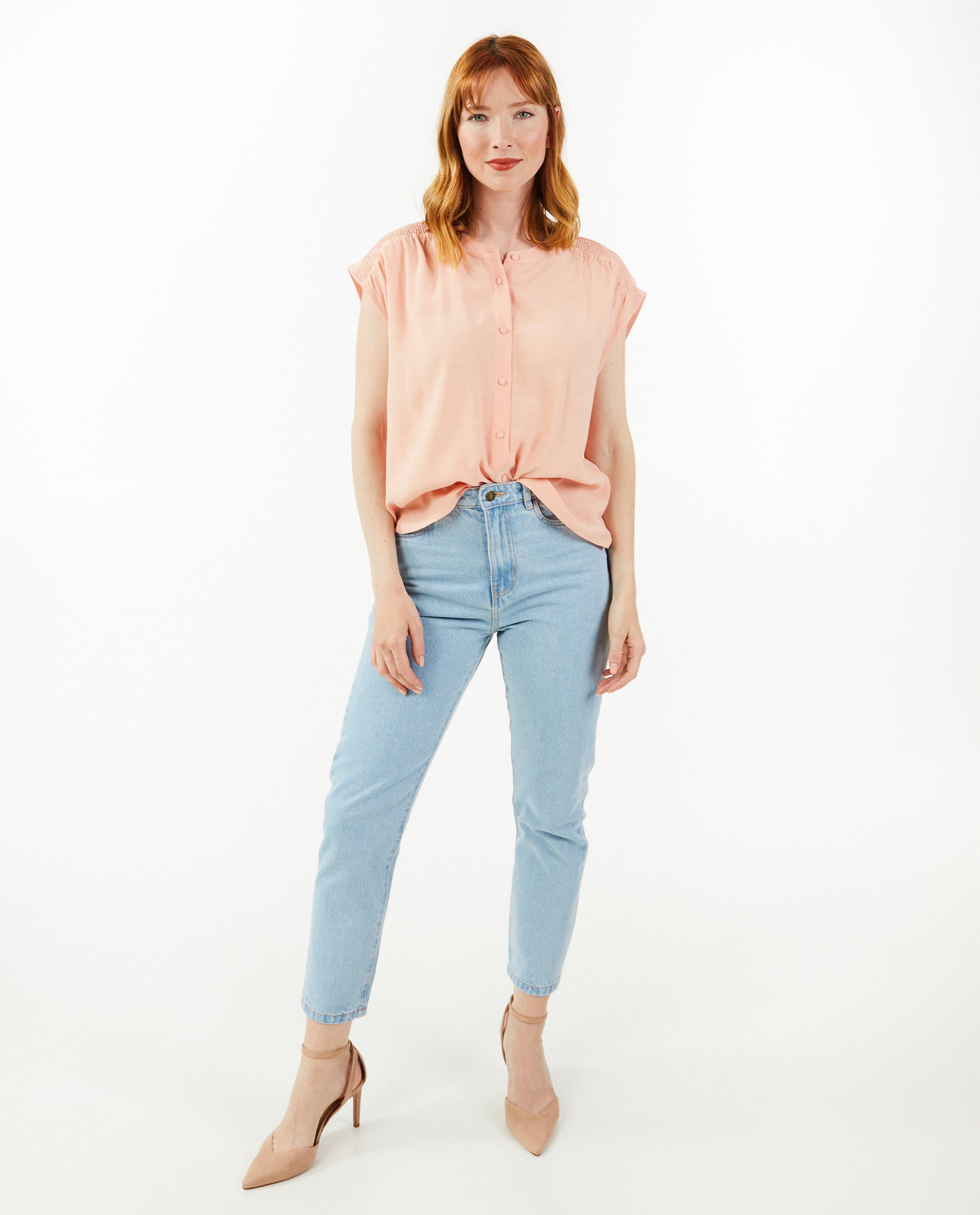 Roze blouse met smokwerk - null - Dina Tersago