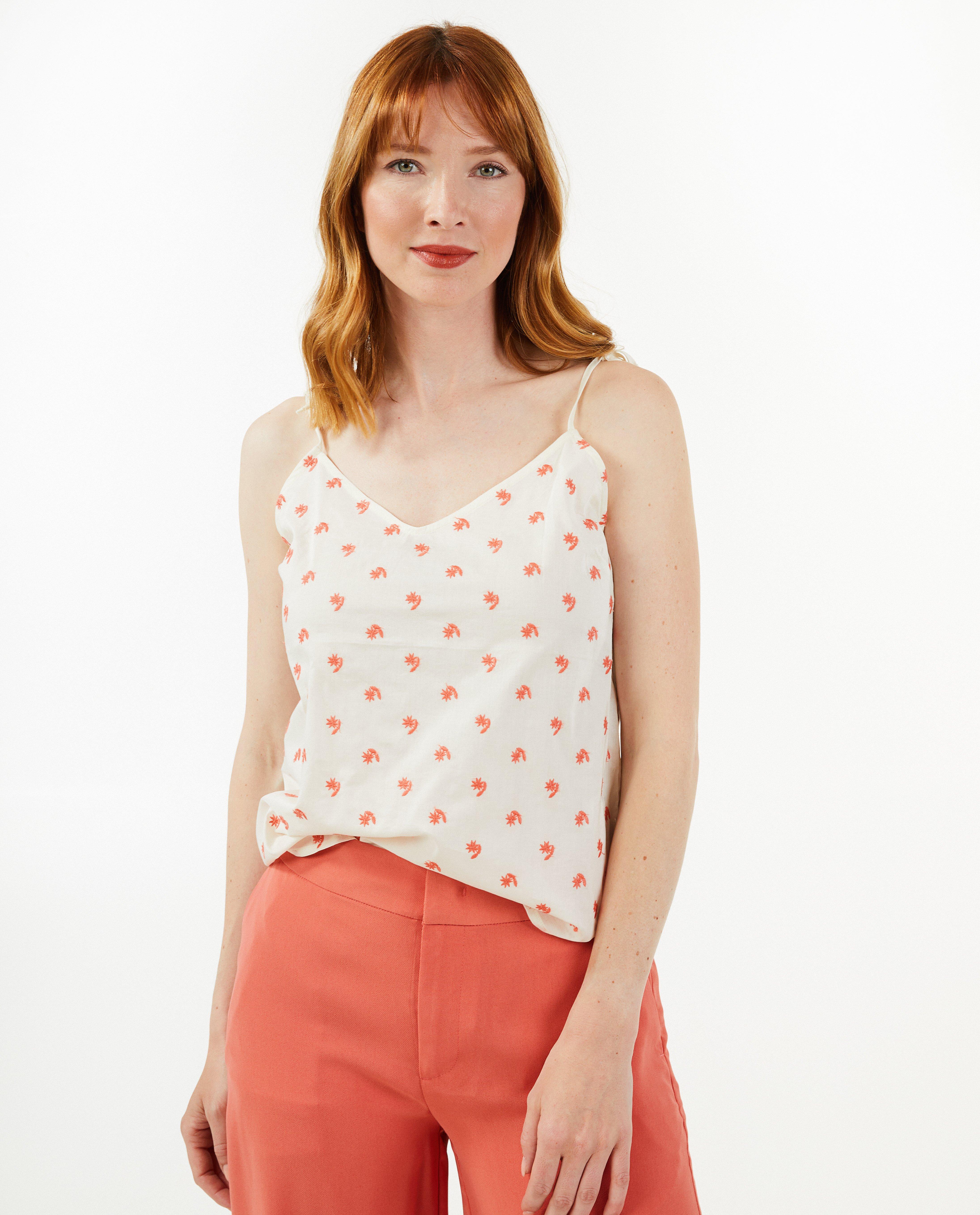 Hemden - Top met geborduurde bloemen