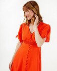 Rode jurk met smokwerk - null - Dina Tersago