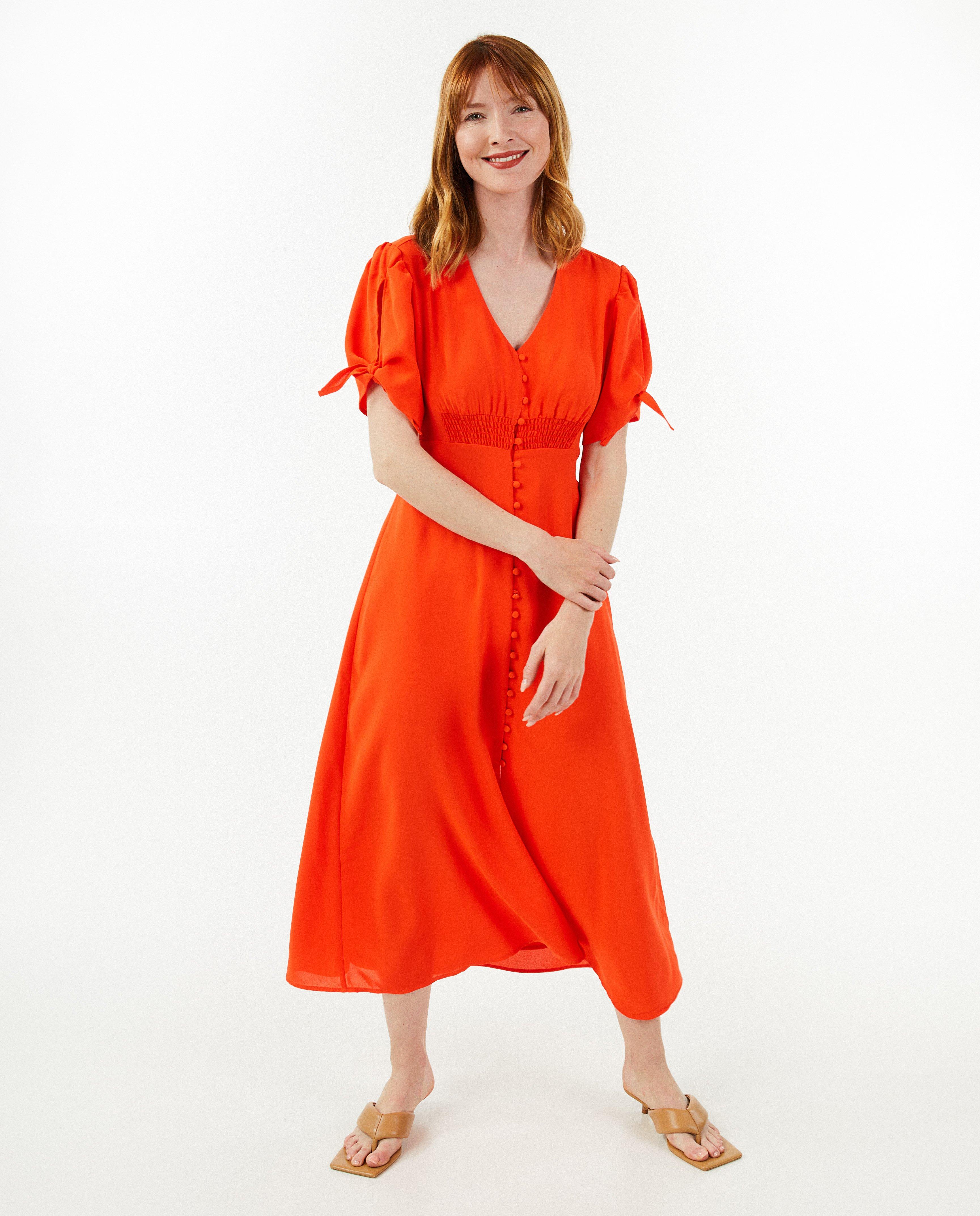 Robes - Robe rouge à smocks