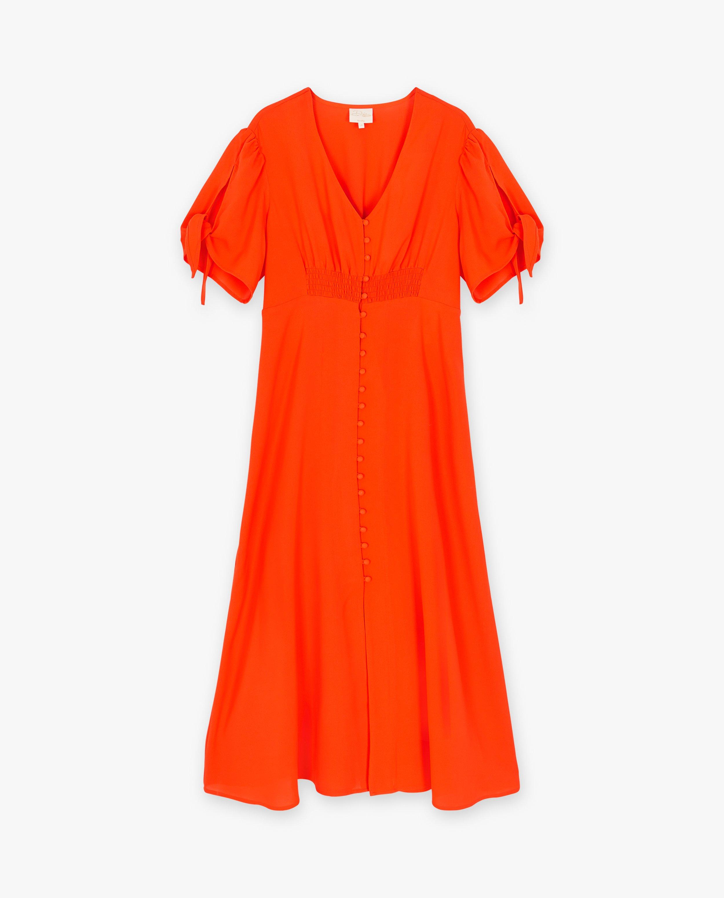 Robes - Robe rouge à smocks