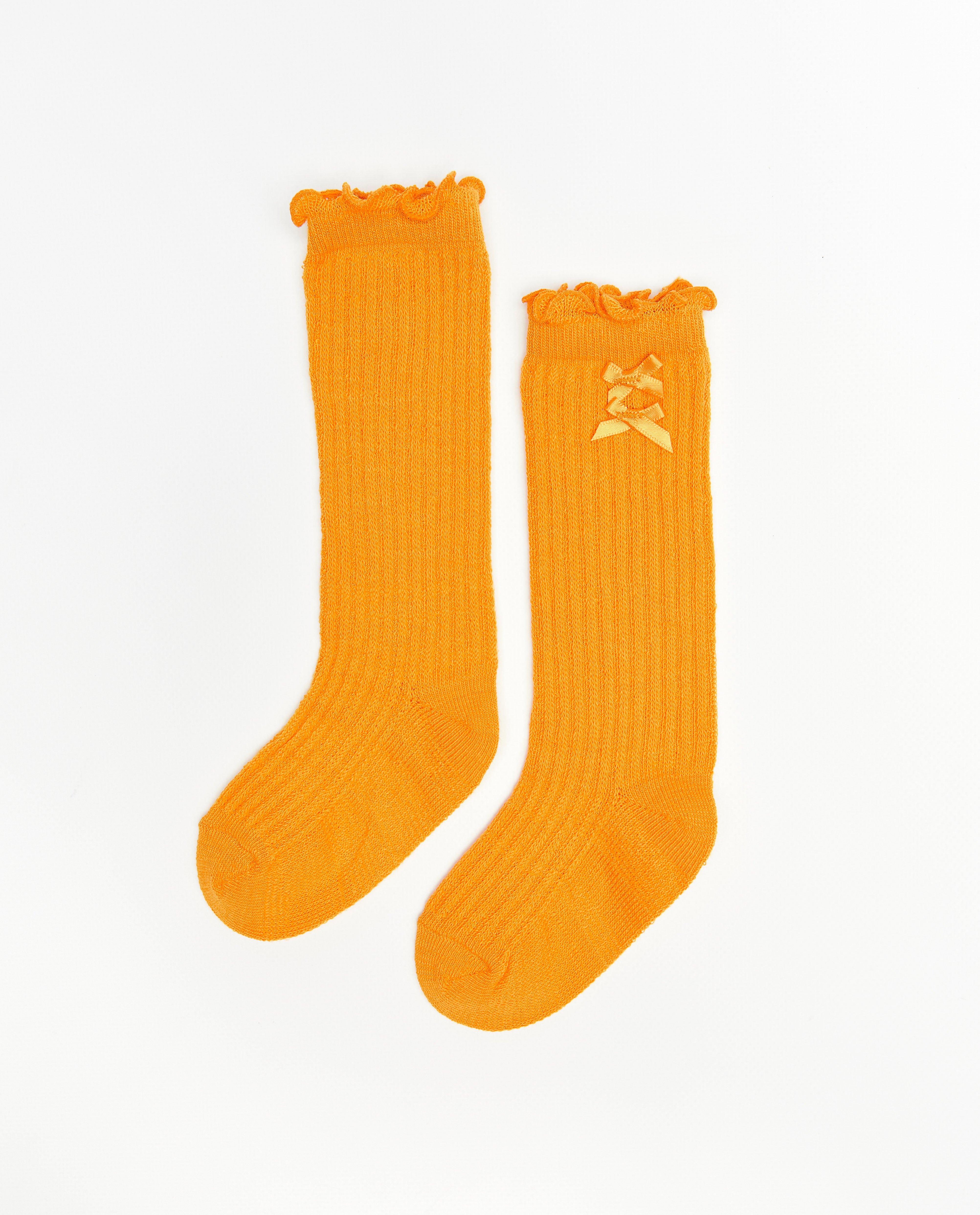Oranje kniekousen met rib - null - Cuddles and Smiles