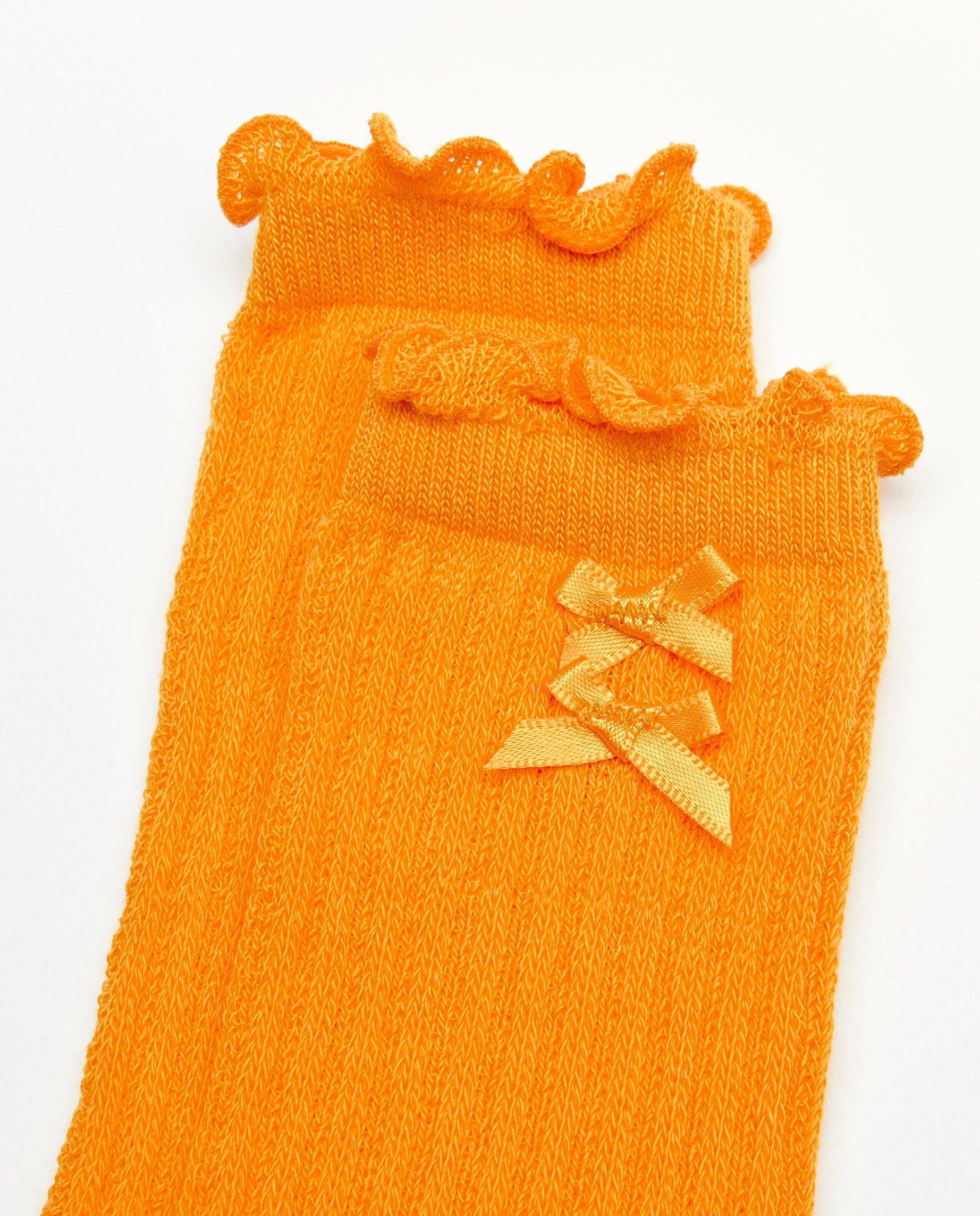 Kousen - Oranje kniekousen met rib