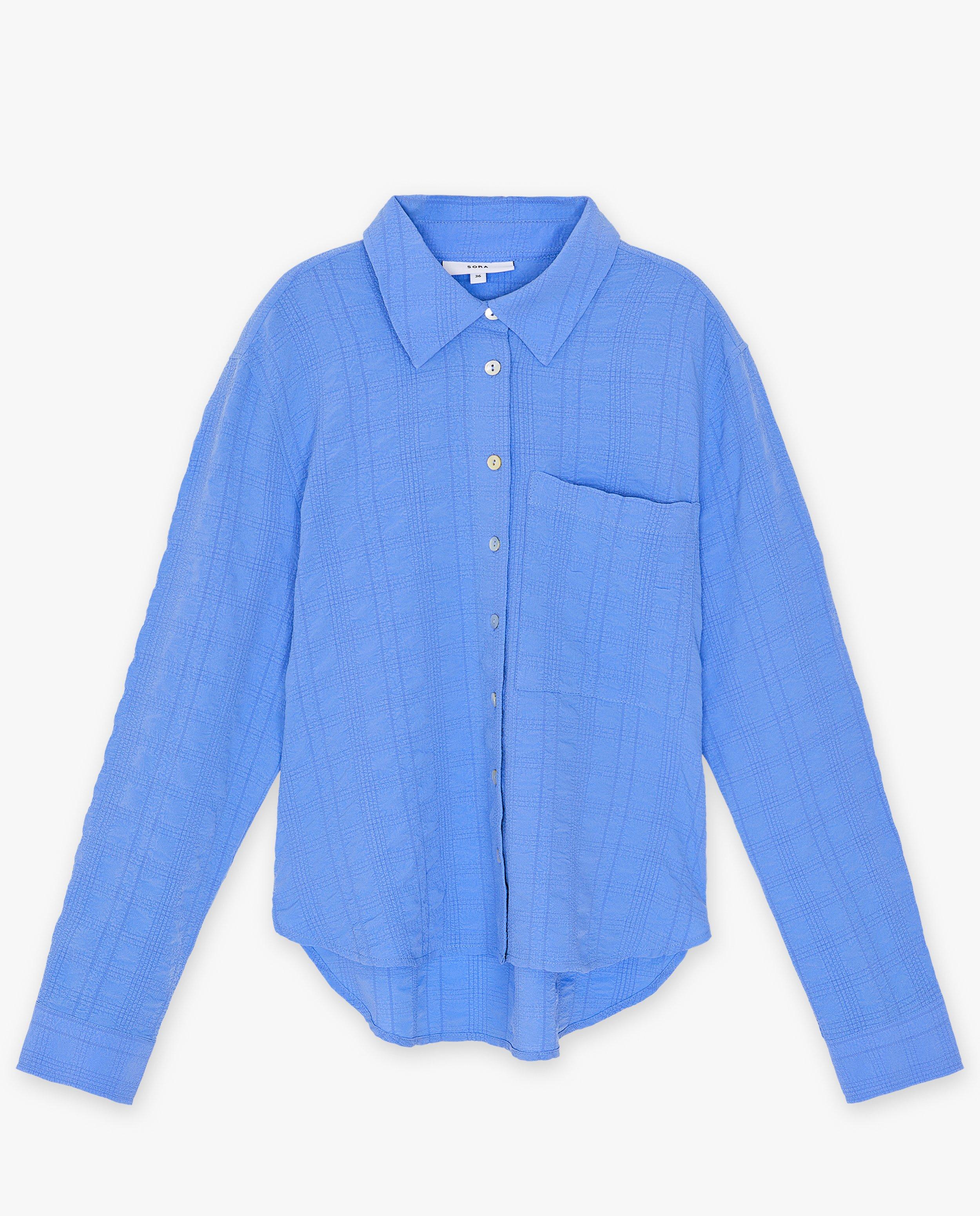 Hemden - Blauw hemd met structuur