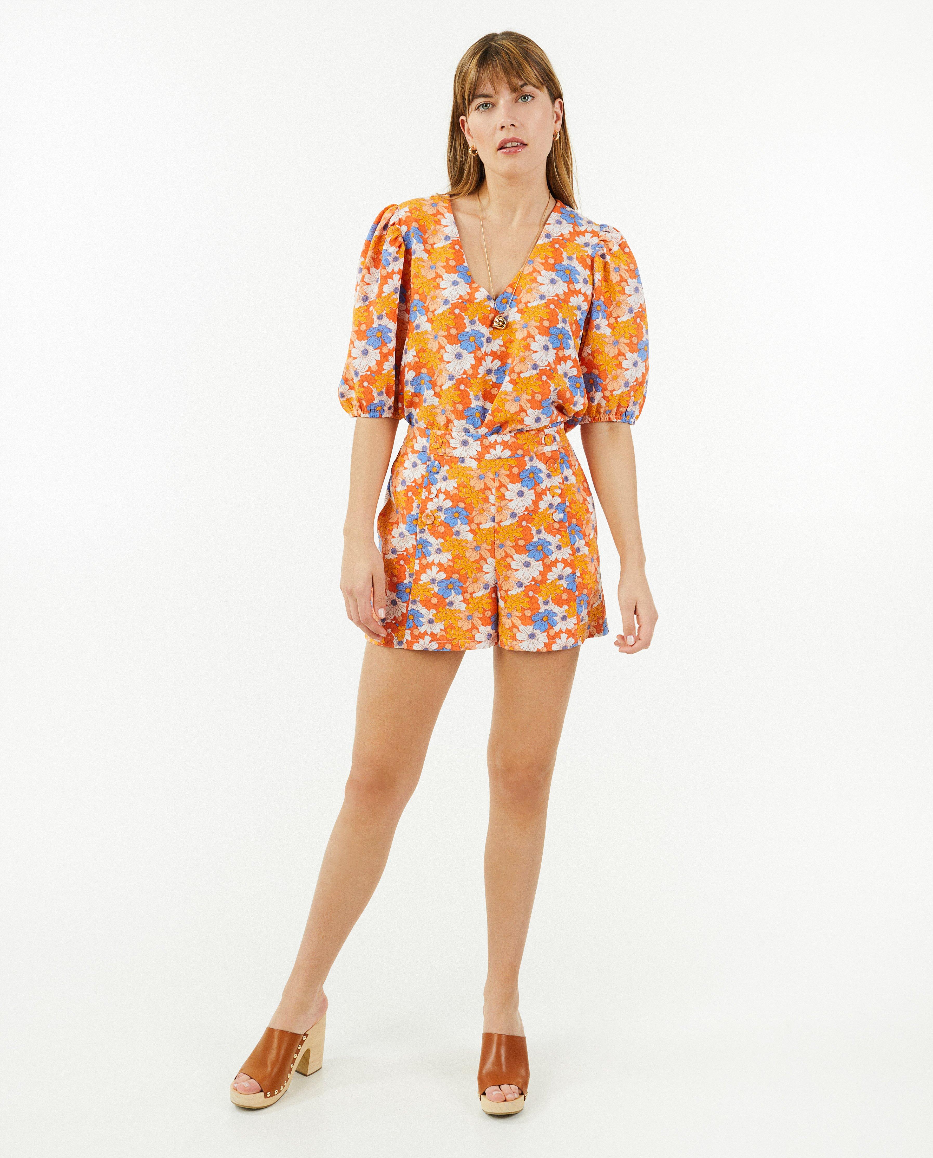 Blouse fleurie - Détails du produit - orange - image numéro 1