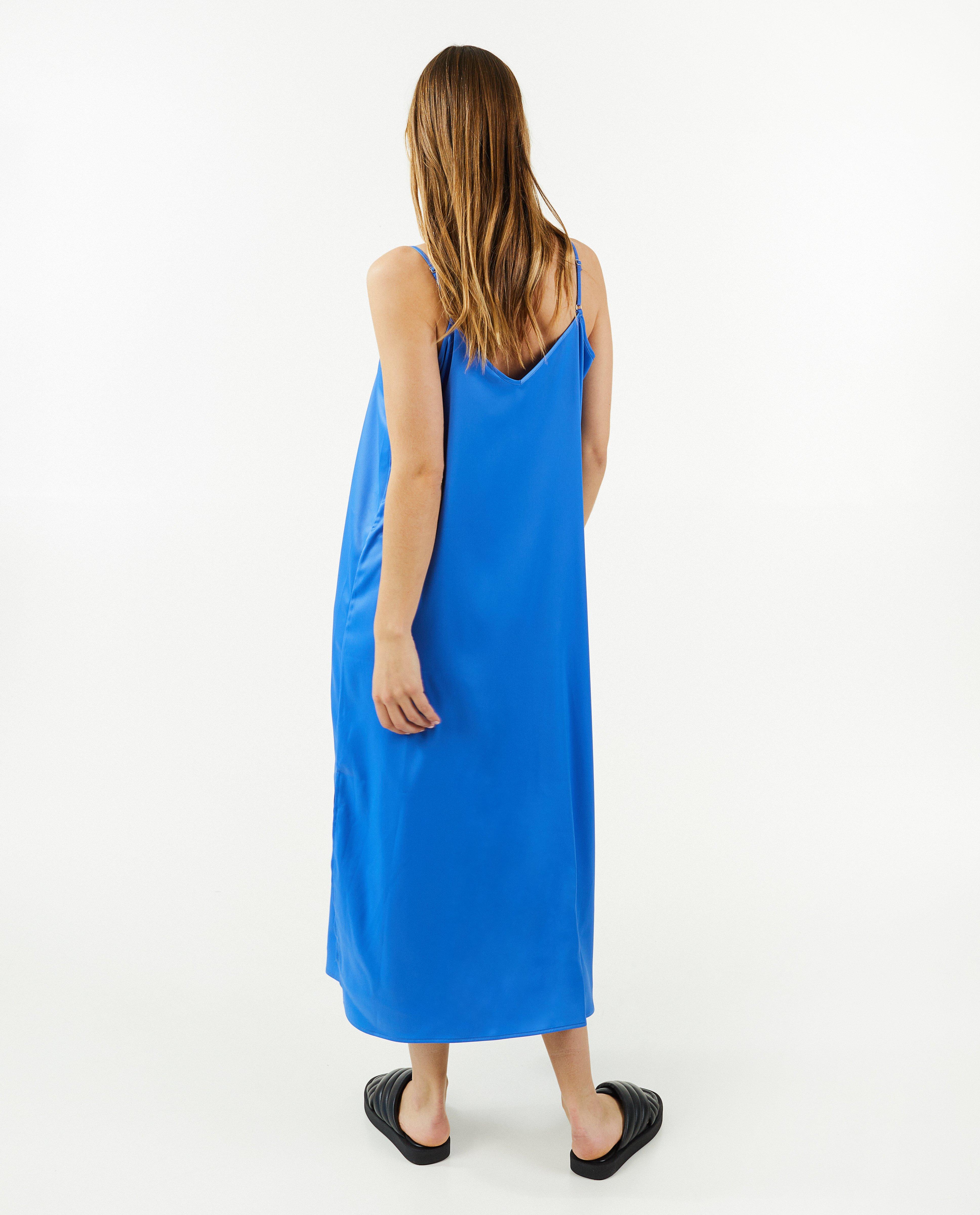 Kleedjes - Blauwe satijnen jurk