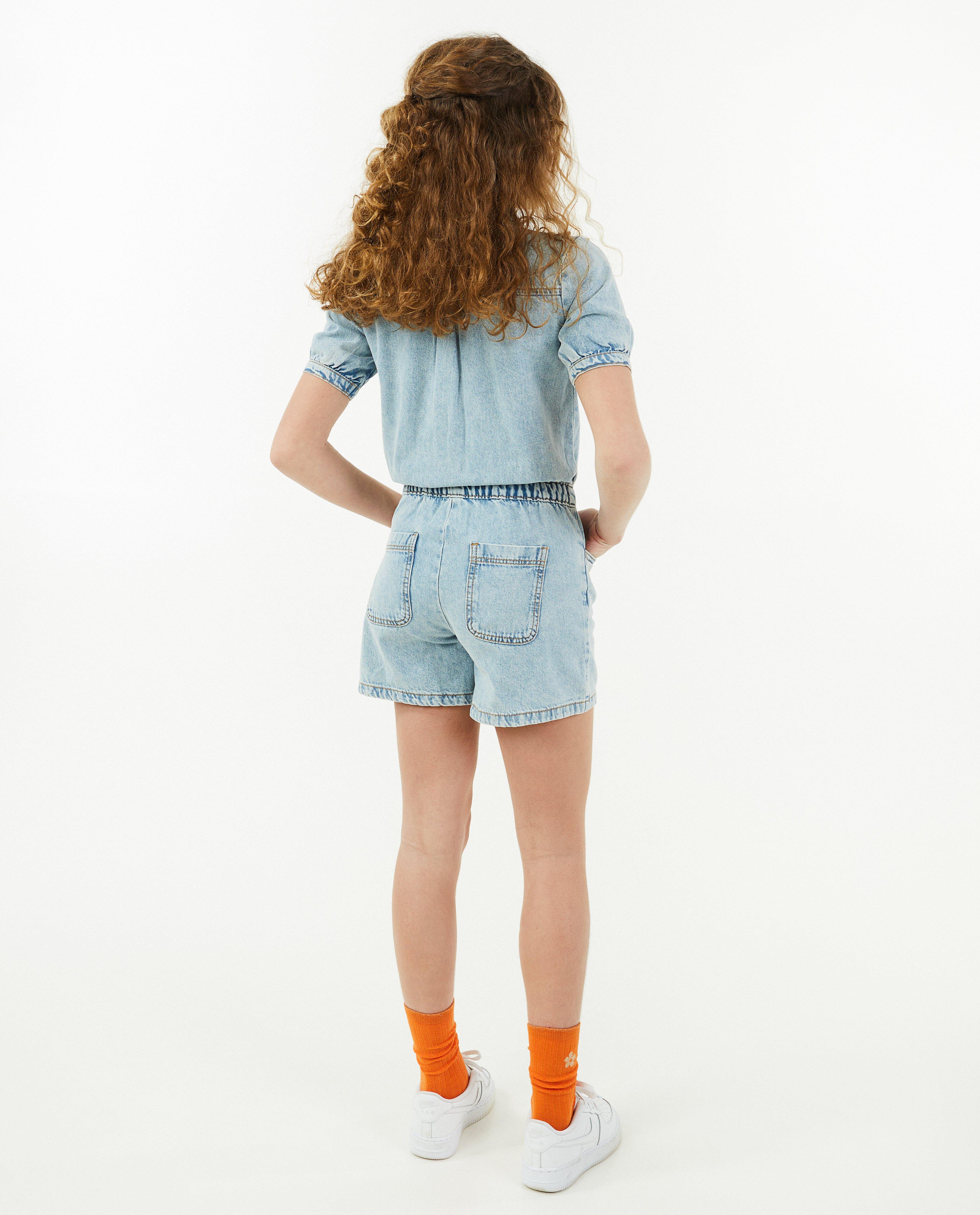 Jumpsuit - Denim jumpsuit met borduursel