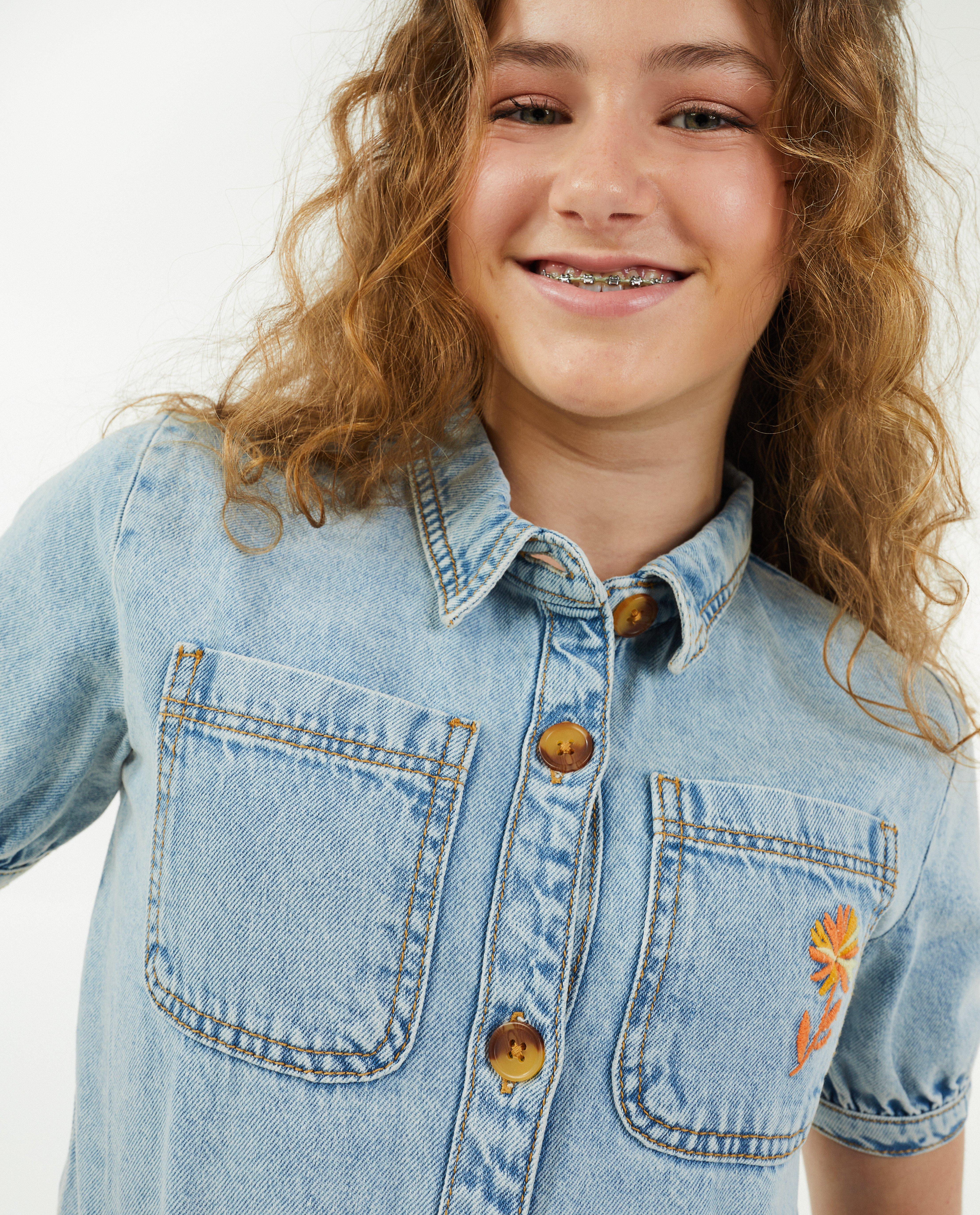 Jumpsuit - Denim jumpsuit met borduursel