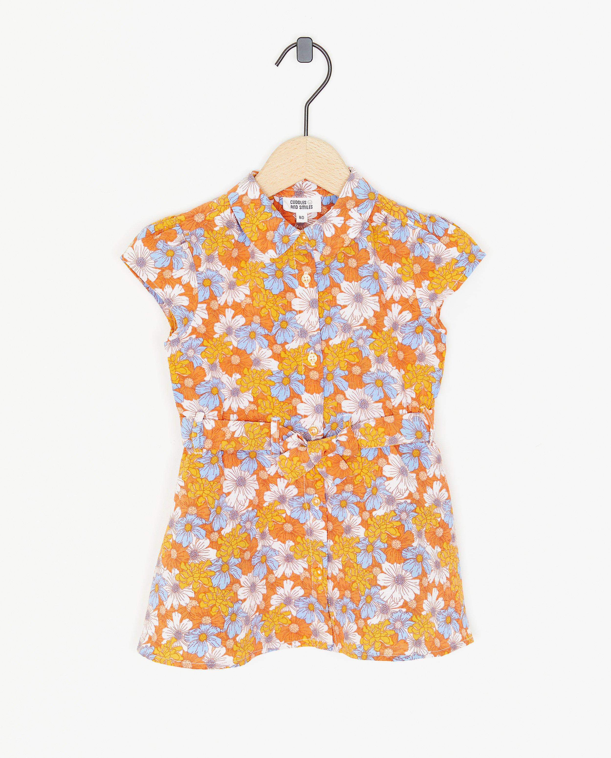 Kleedjes - Oranje jurk met knopen