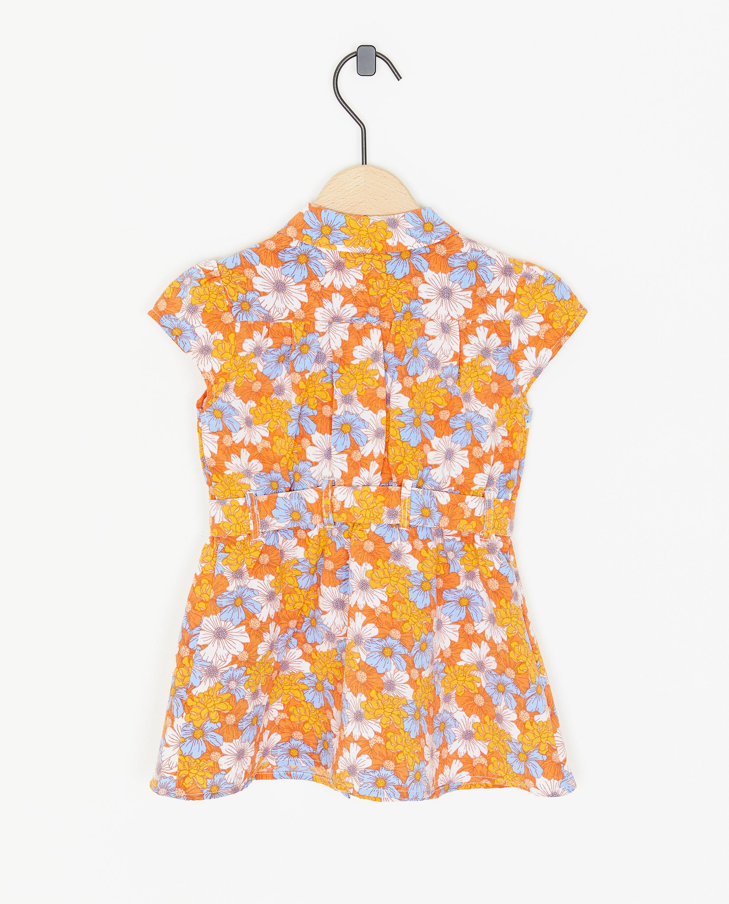 Kleedjes - Oranje jurk met knopen