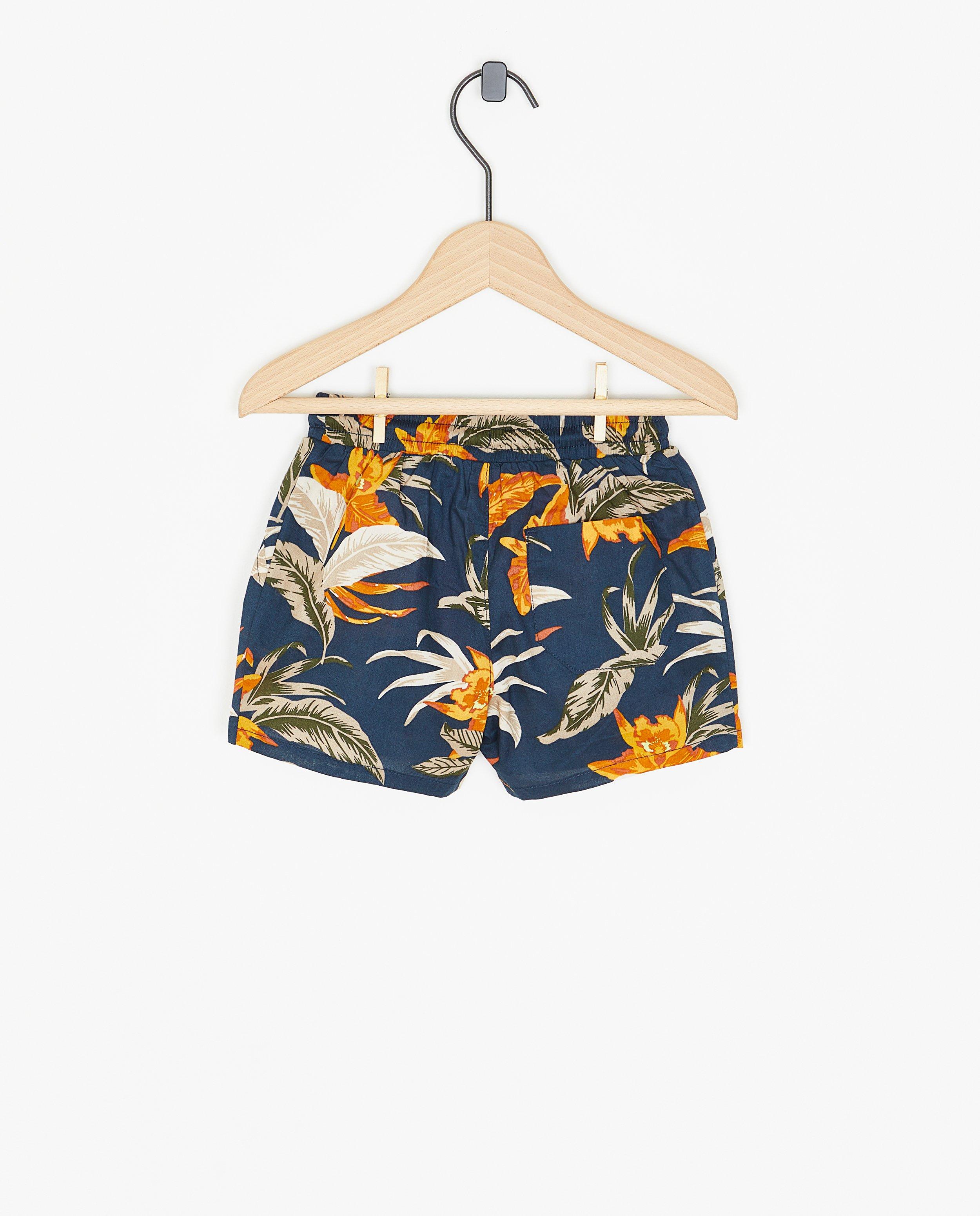 Shorten - Donkerblauwe short met print