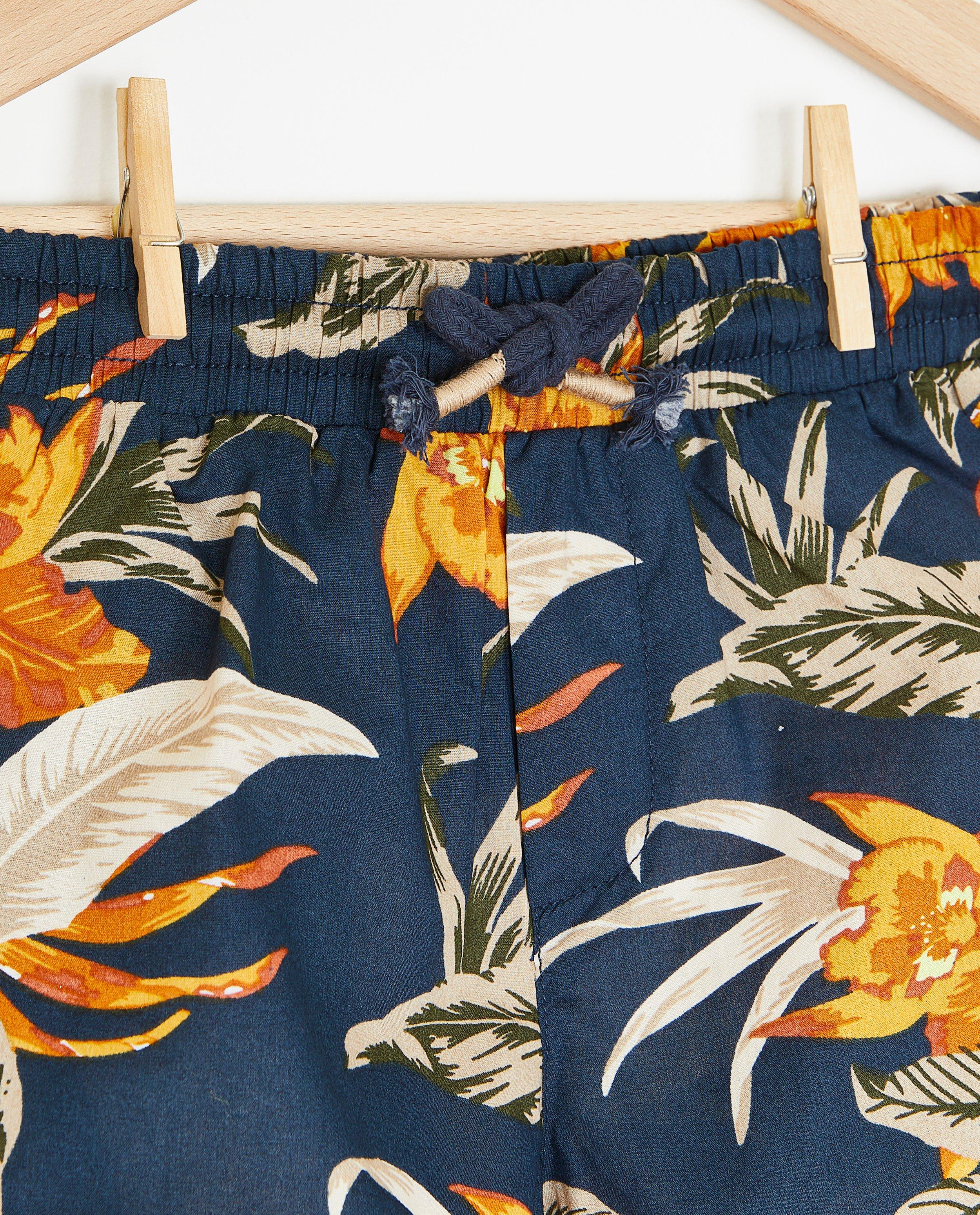 Shorten - Donkerblauwe short met print
