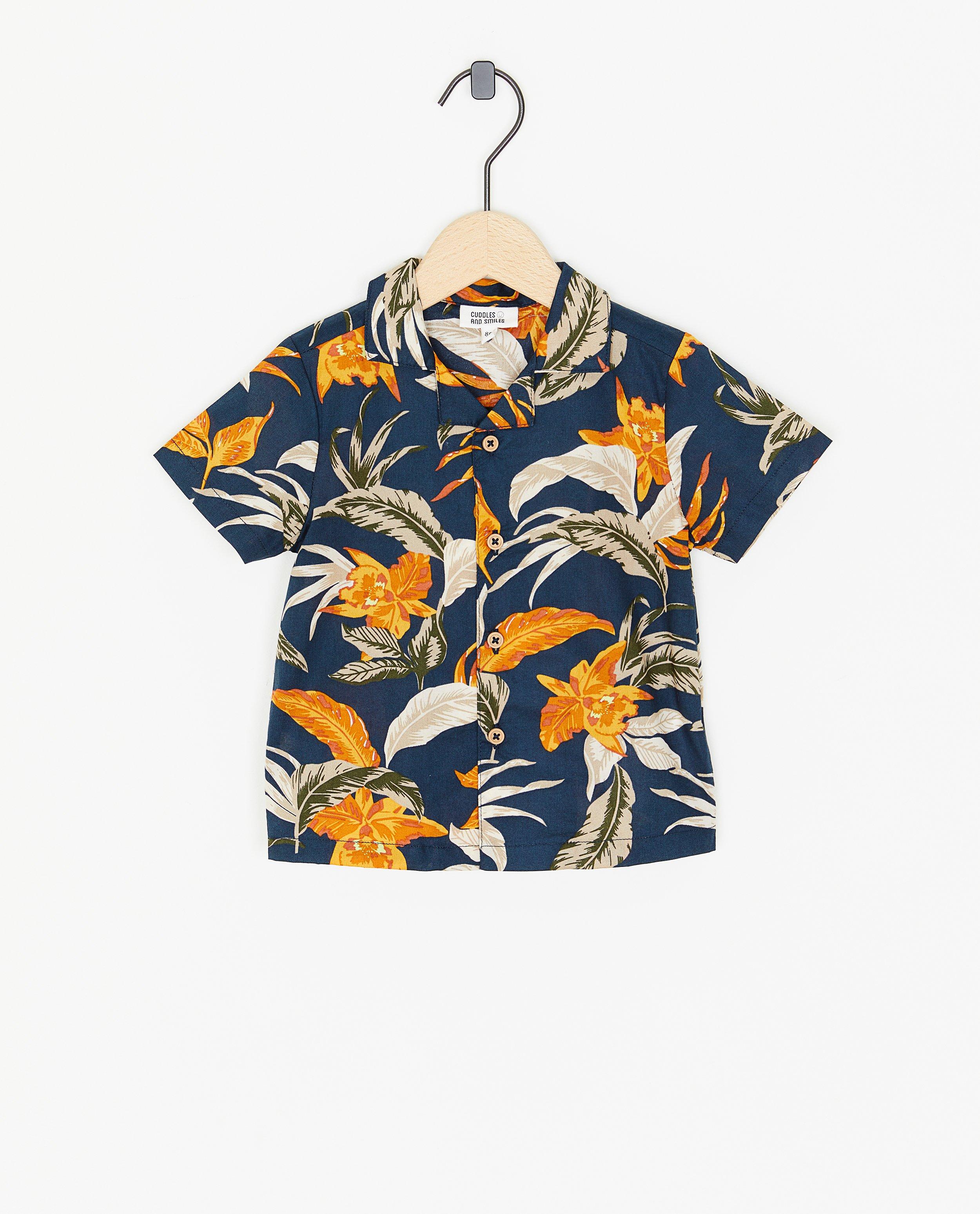 Hemden - Donkerblauw hemd met print