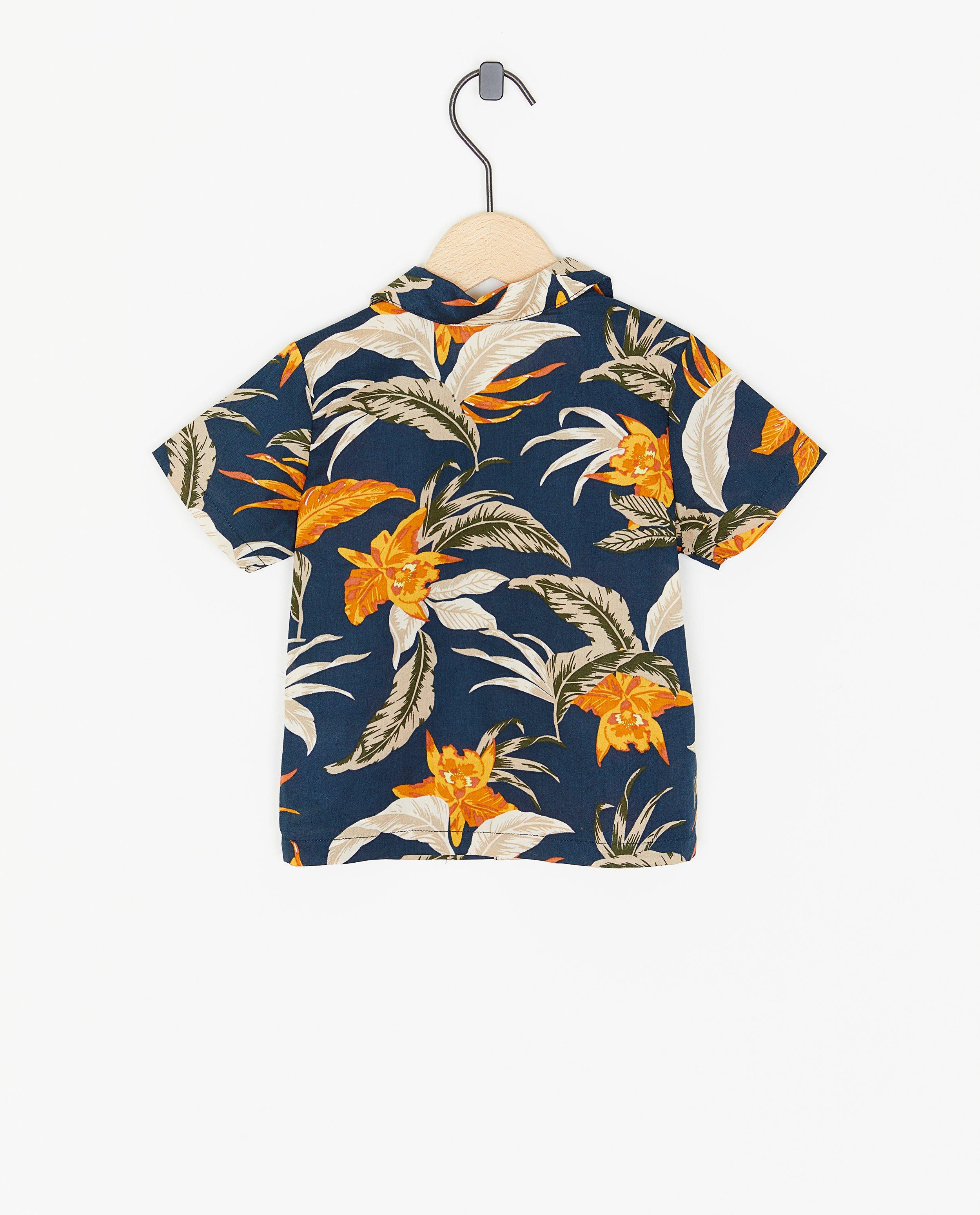 Hemden - Donkerblauw hemd met print