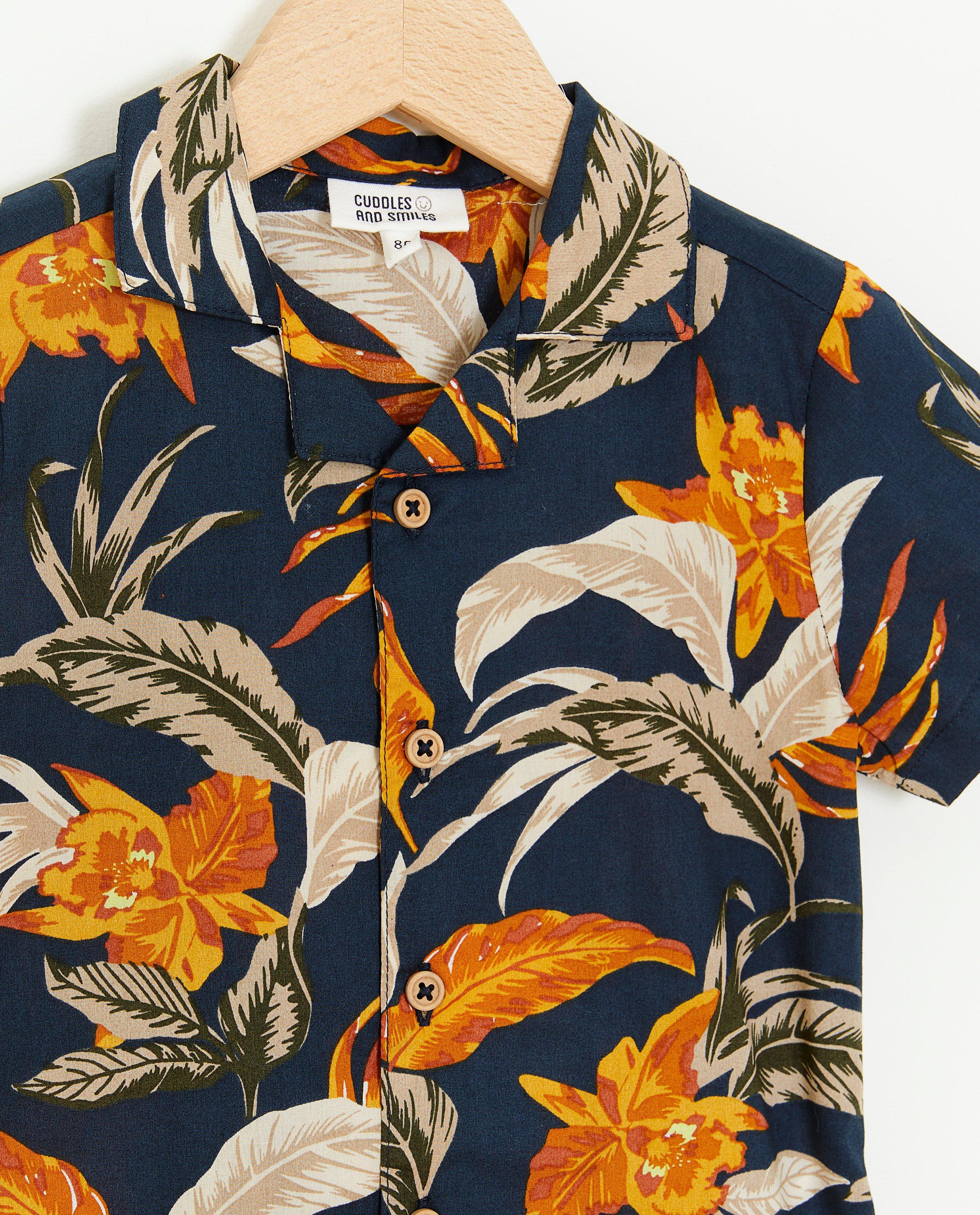 Hemden - Donkerblauw hemd met print