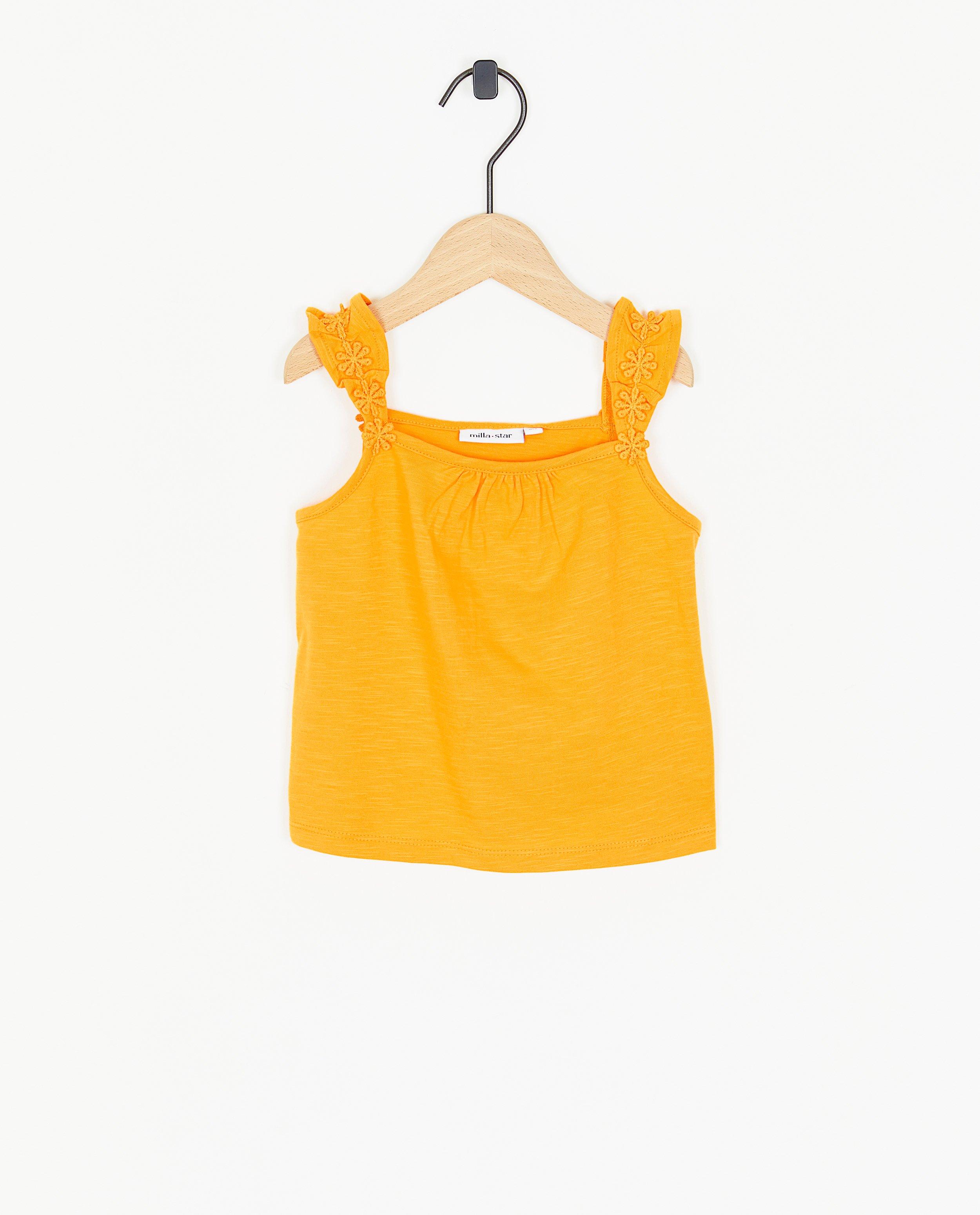 T-shirts - Top orange avec des broderies