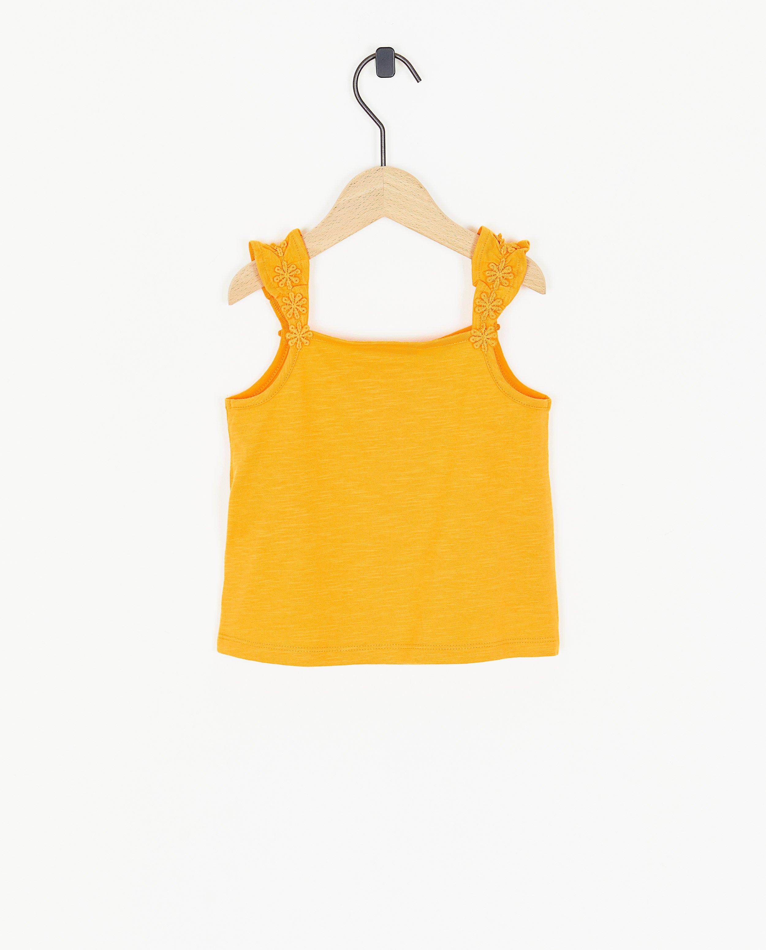 T-shirts - Top orange avec des broderies