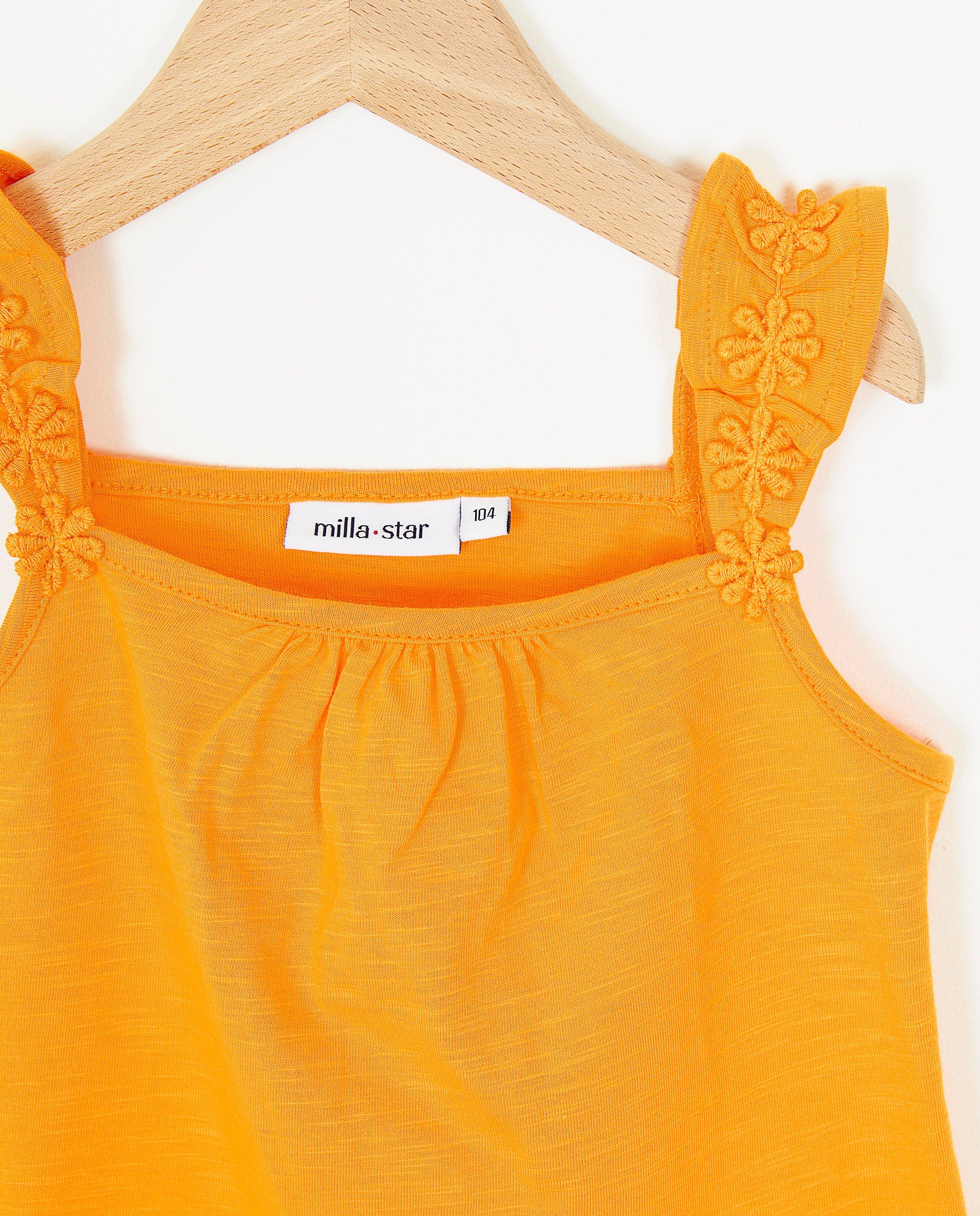 T-shirts - Top orange avec des broderies