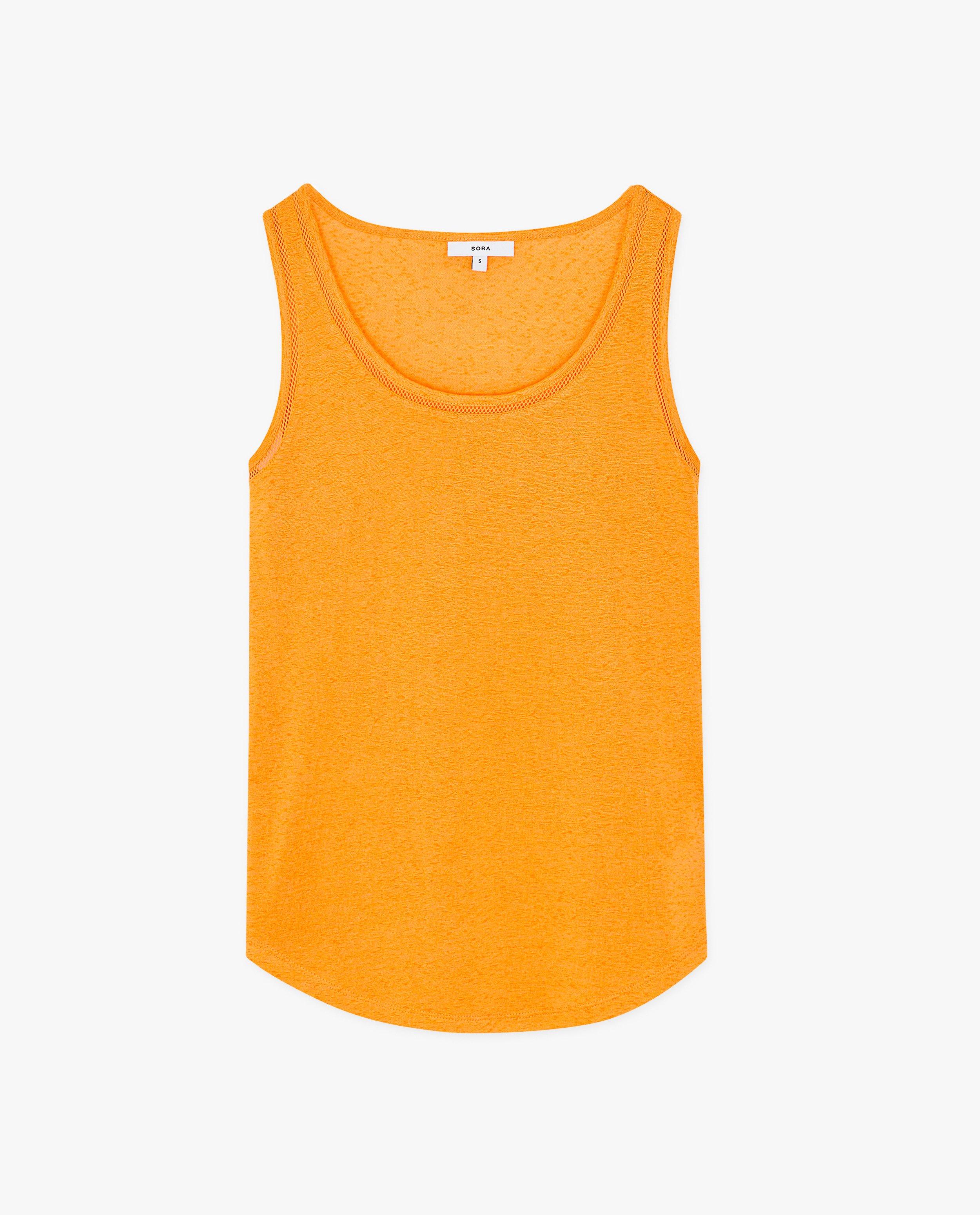 T-shirts - Top orange avec partie en filet