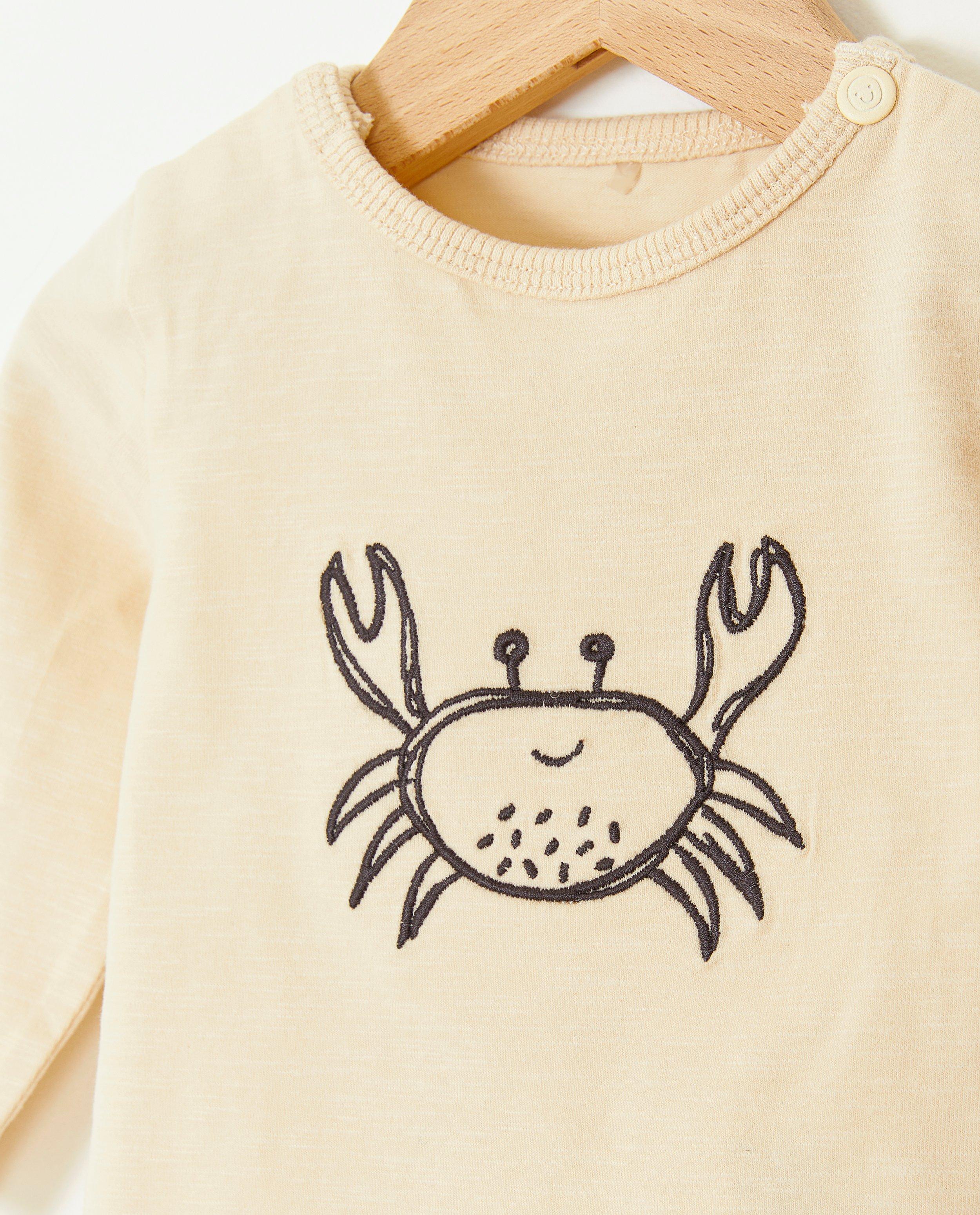 Longsleeve met geborduurde krab - Product Detail - wit - afbeelding nummer 3