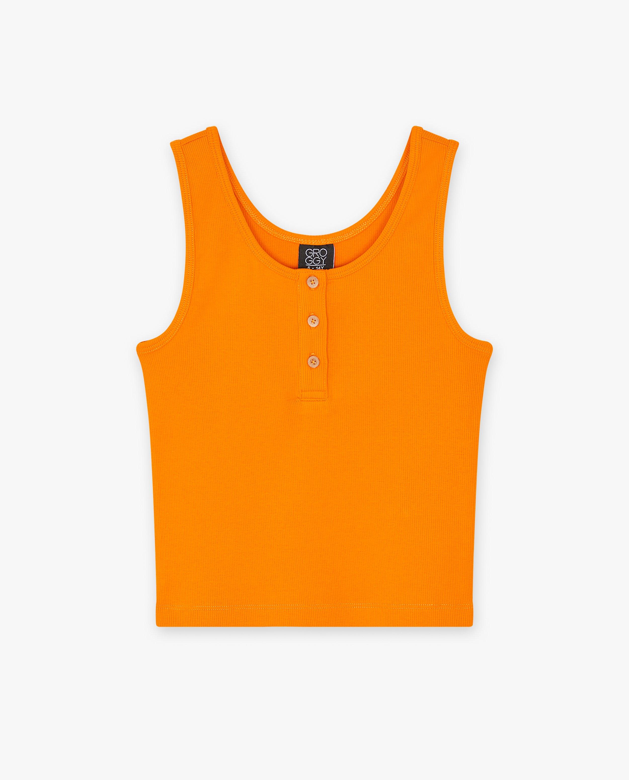 Oranje cropped top met rib - null - Groggy