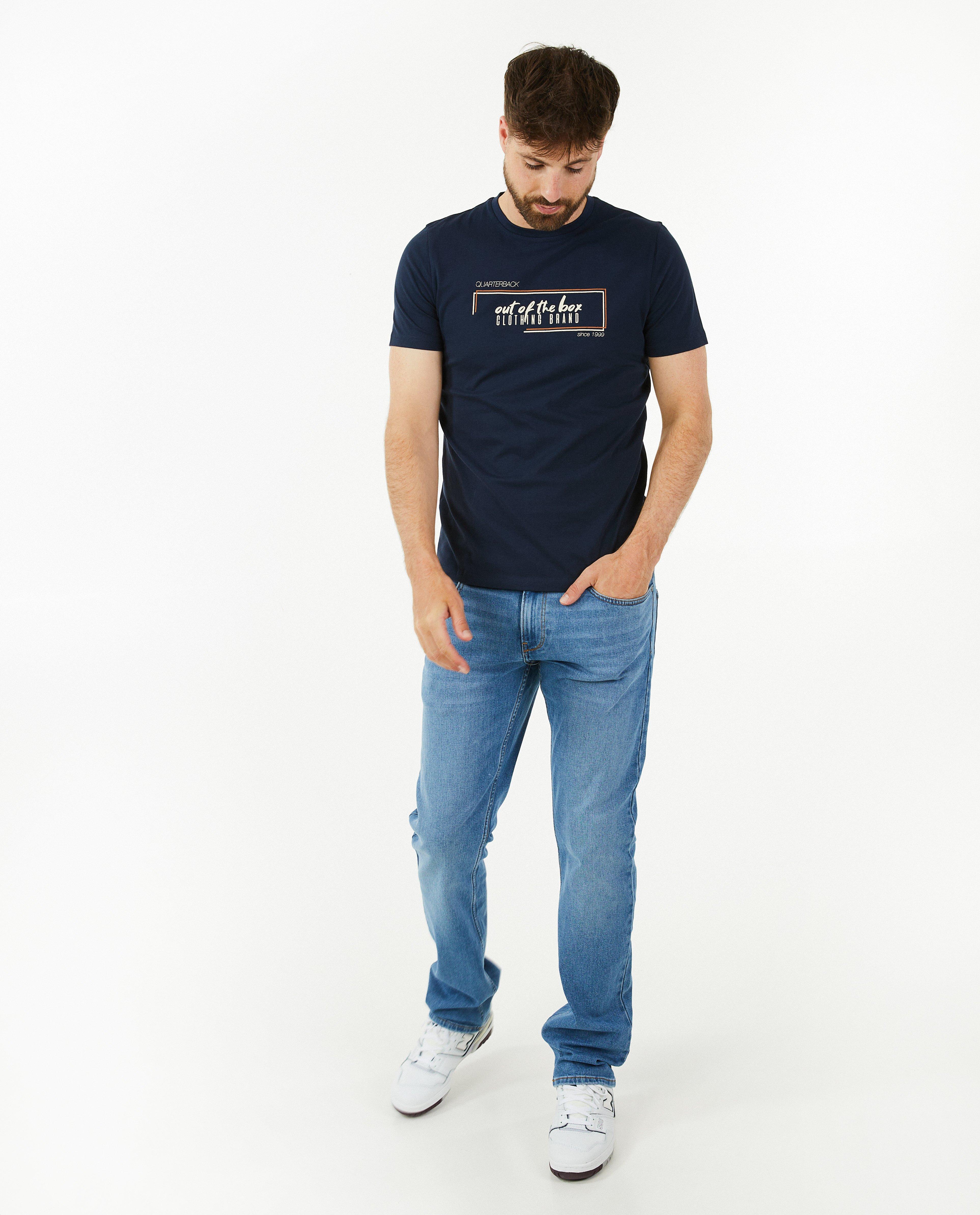 Donkerblauw T-shirt met opschrift - null - Quarterback