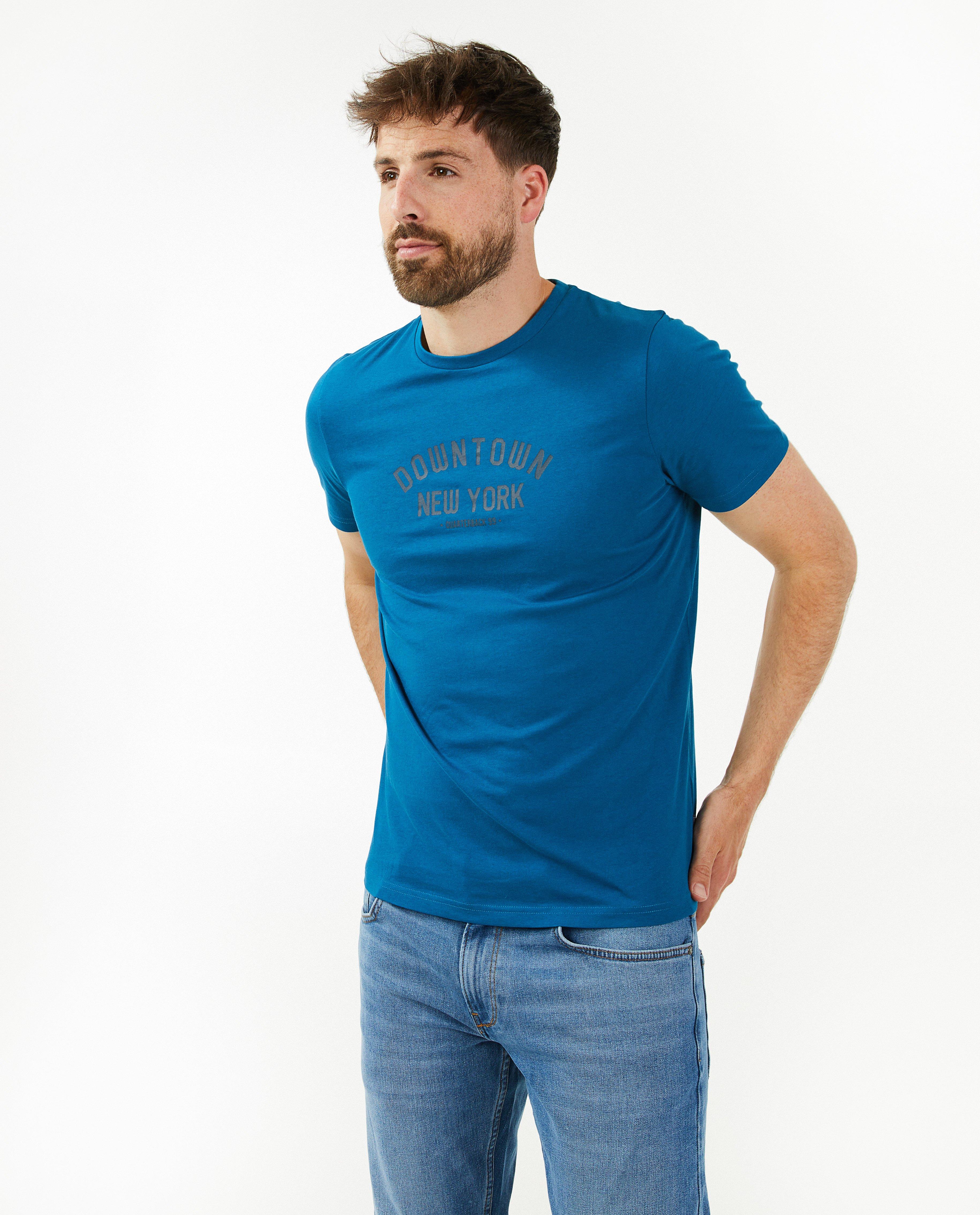 T-shirts - Blauw T-shirt met opschrift
