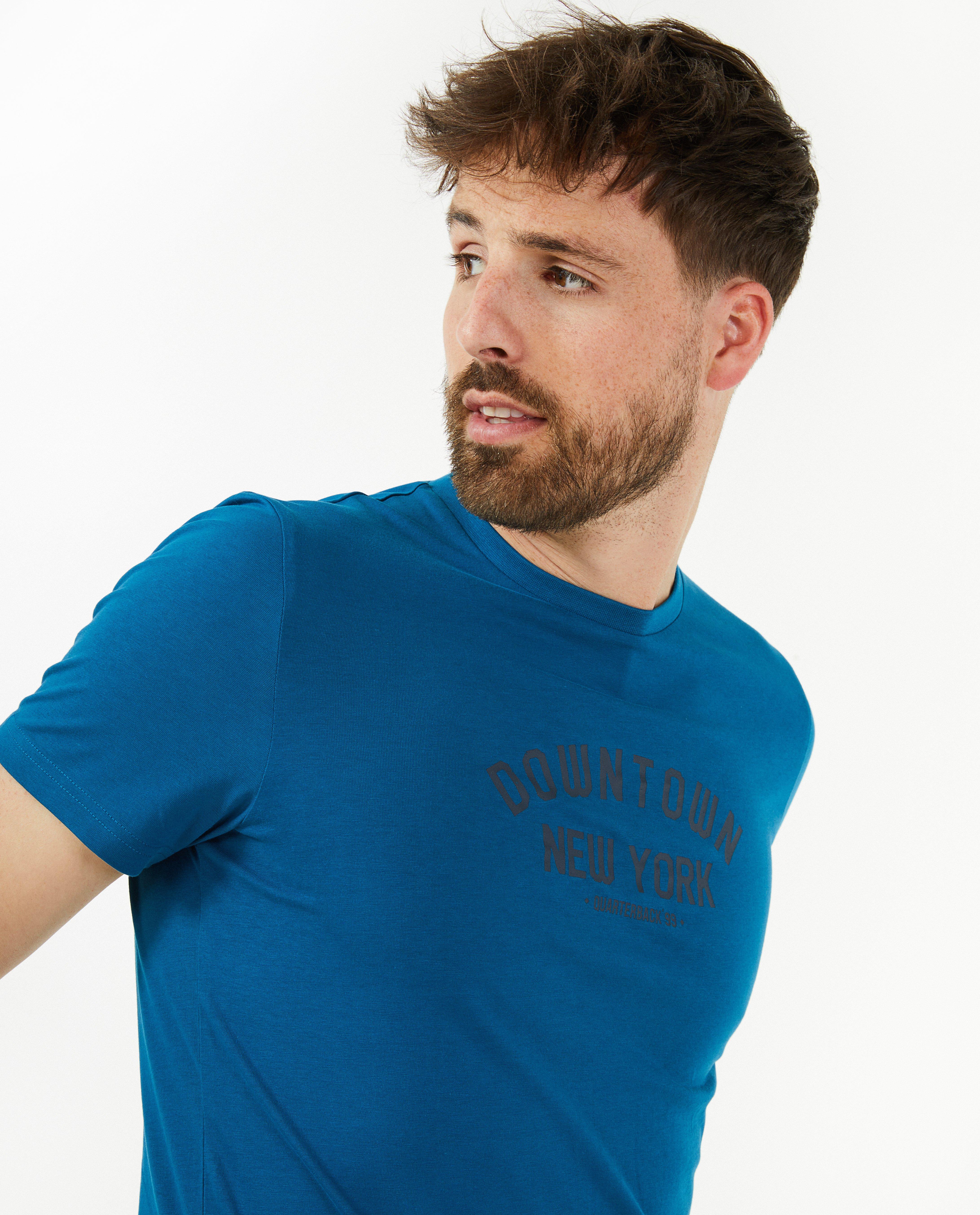 T-shirts - Blauw T-shirt met opschrift