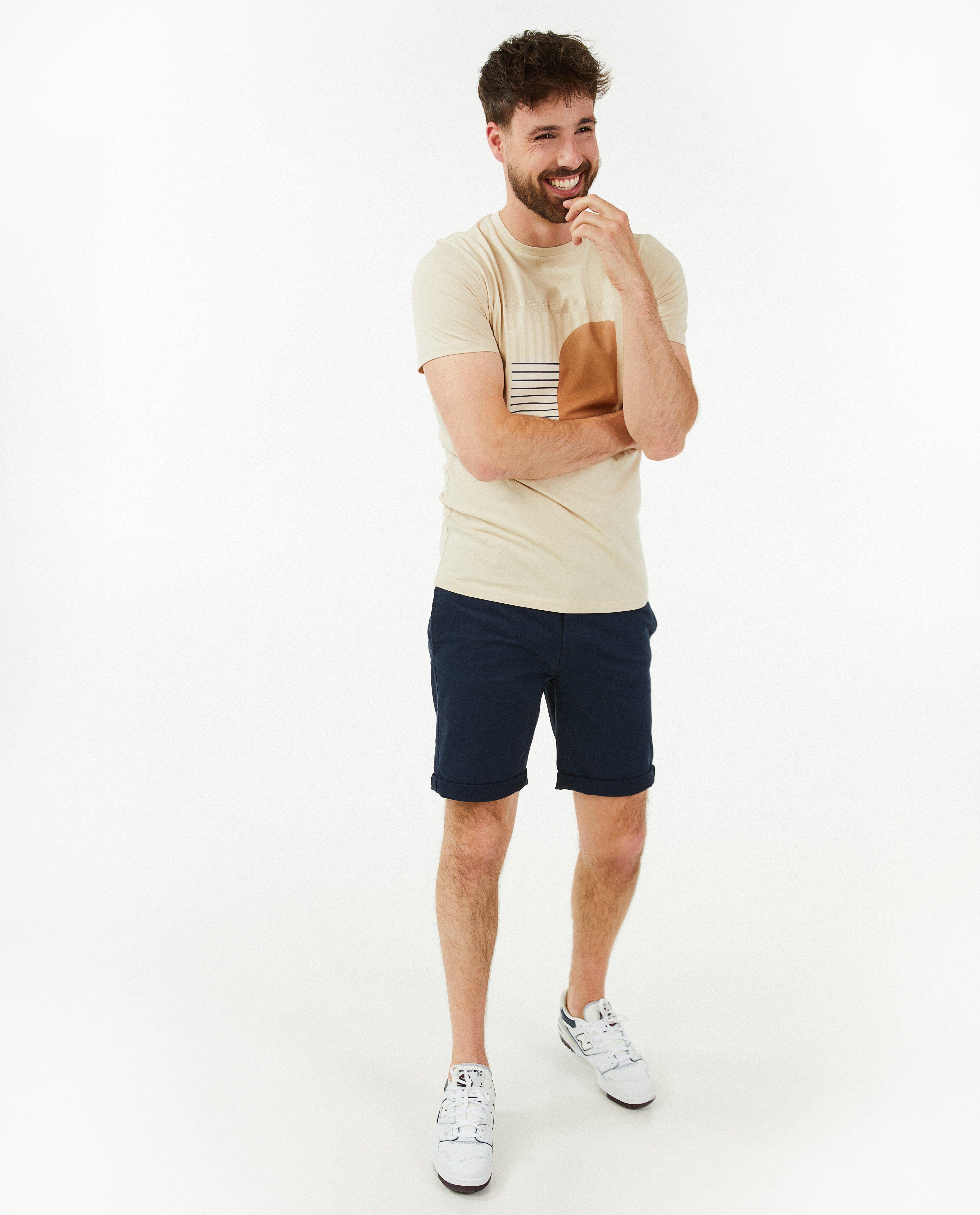 Beige T-shirt met opschrift - null - Quarterback