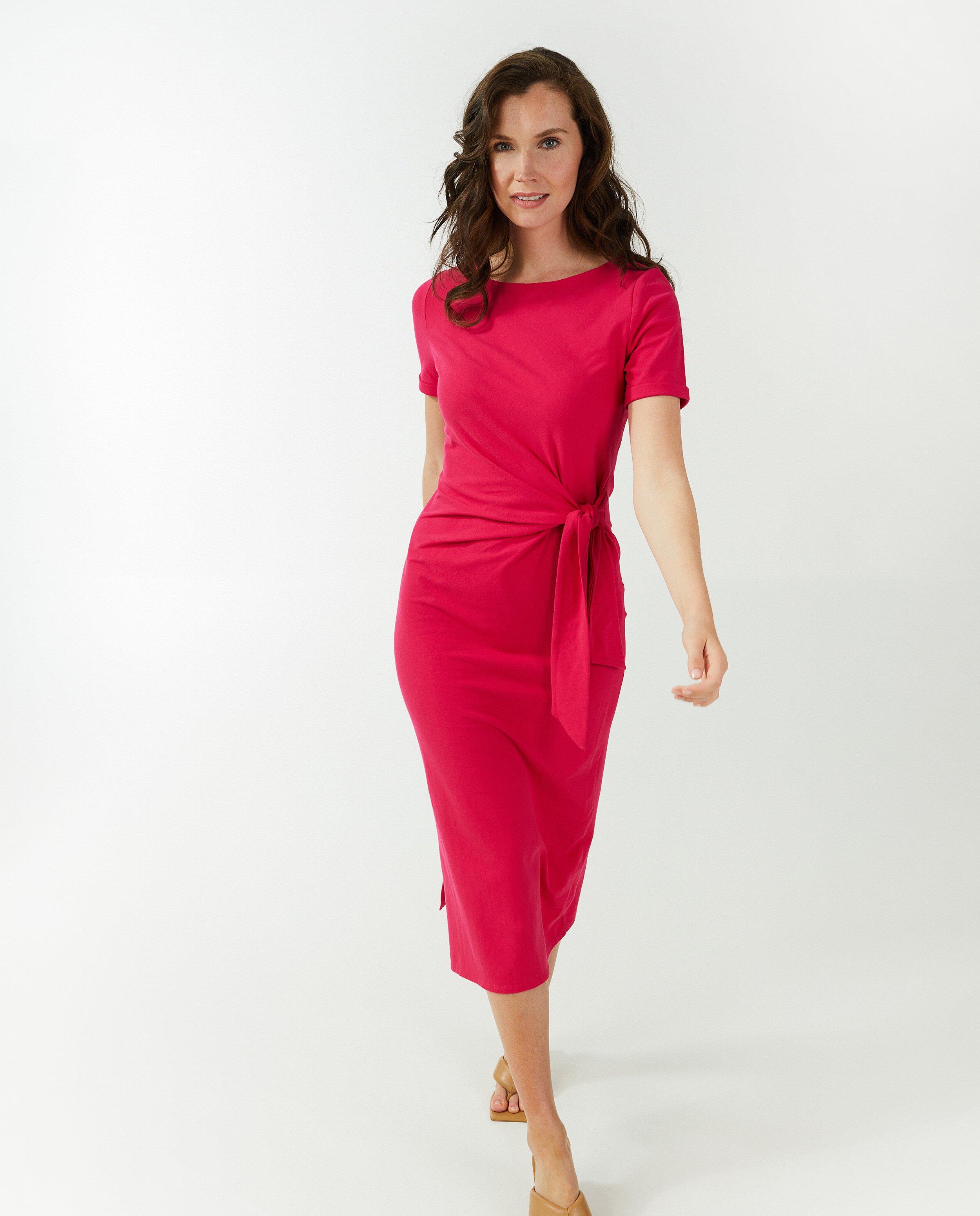 Kleedjes - Fuchsia jurk met strik