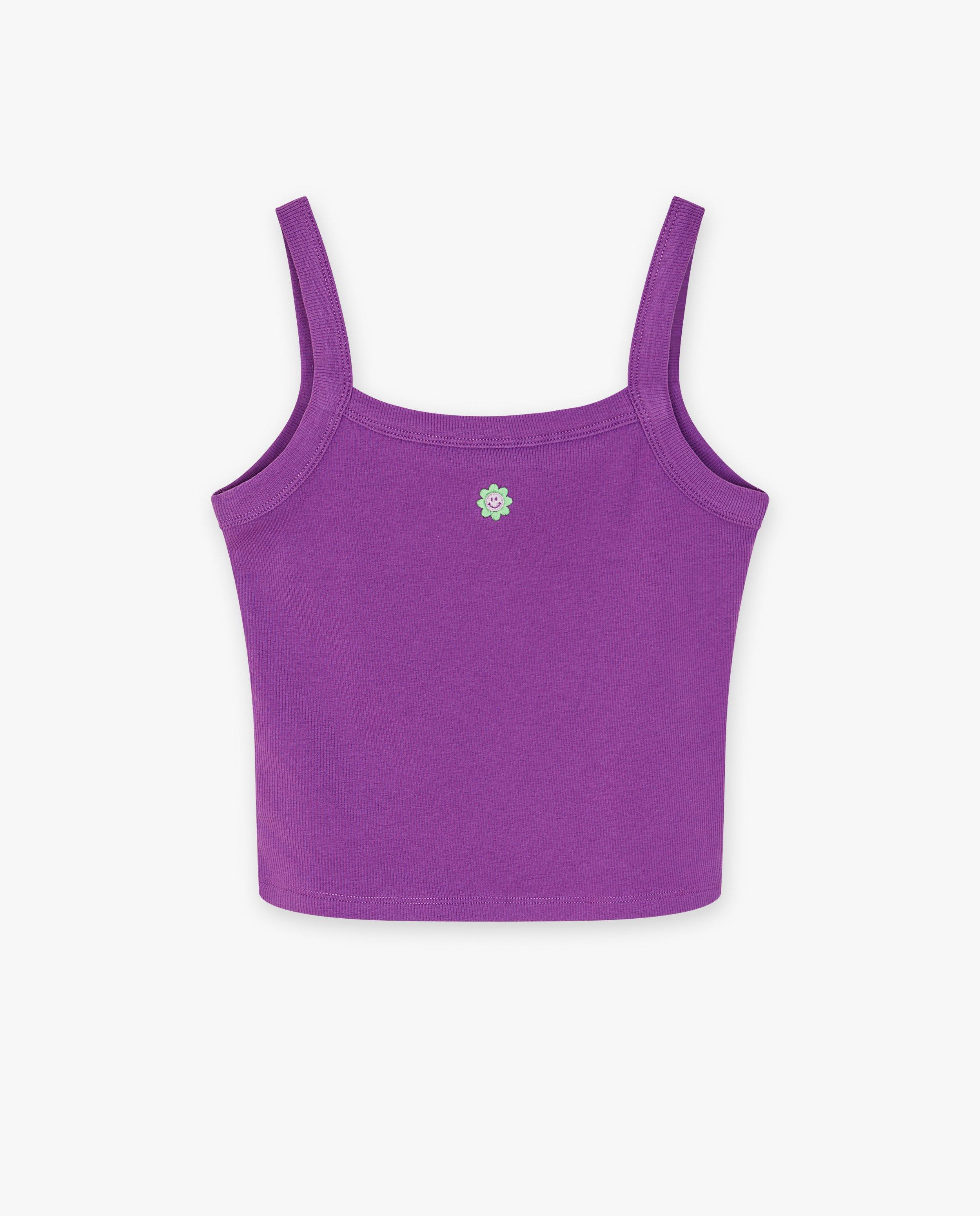 T-shirts - Top court côtelé mauve