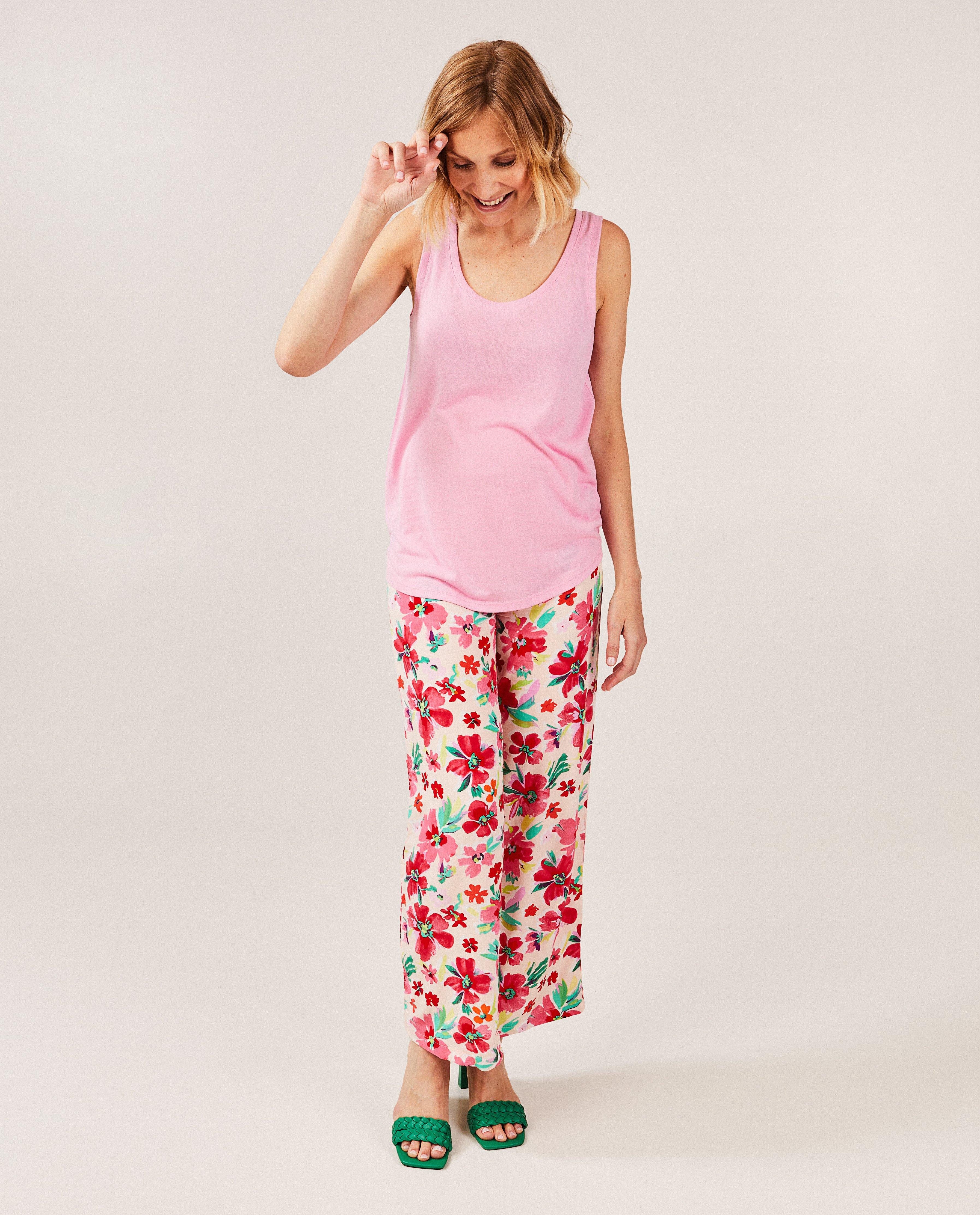 Pantalon fleuri, coupe à jambes larges, grossesse - null - Atelier Maman
