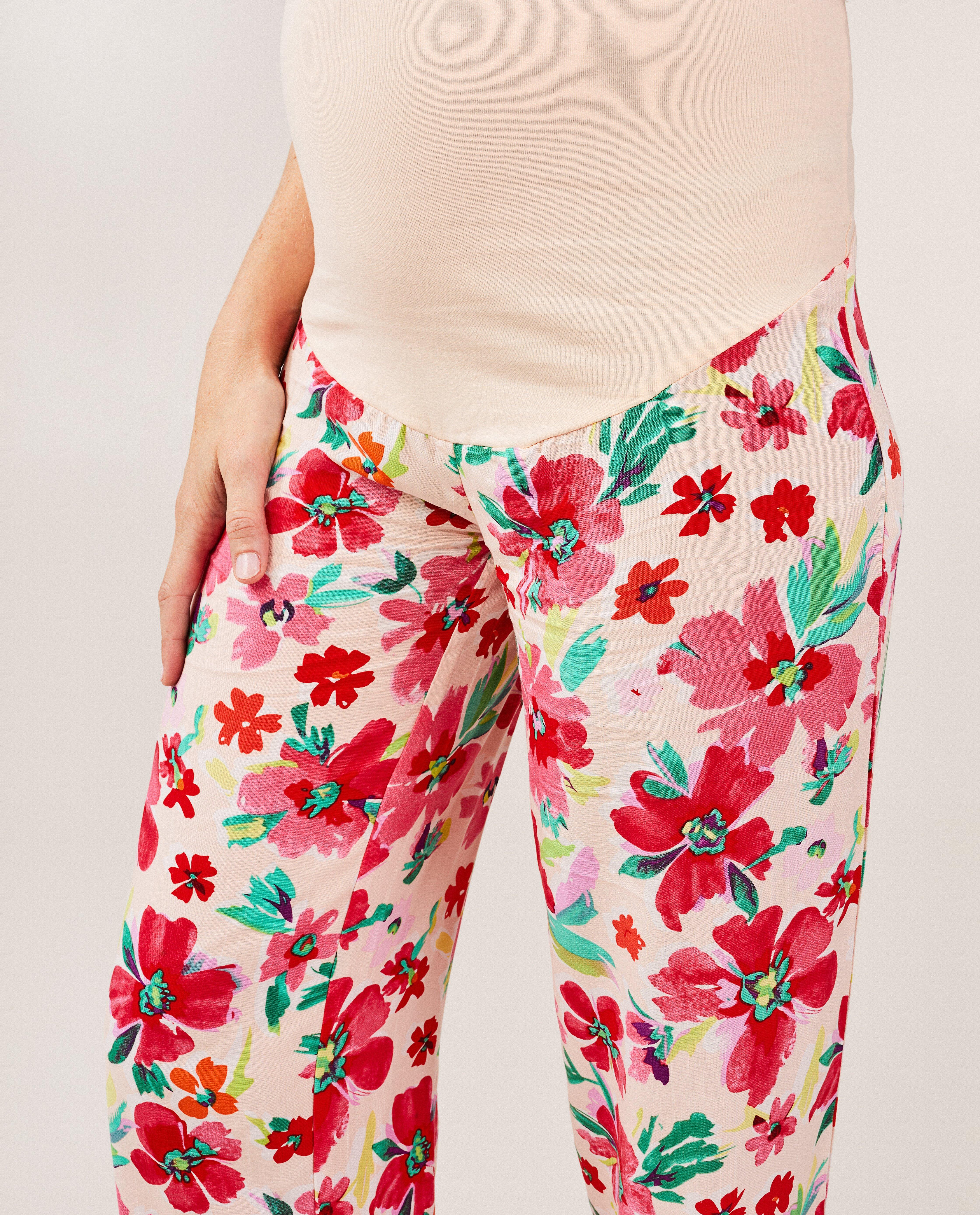Pantalons - Pantalon fleuri, coupe à jambes larges, grossesse