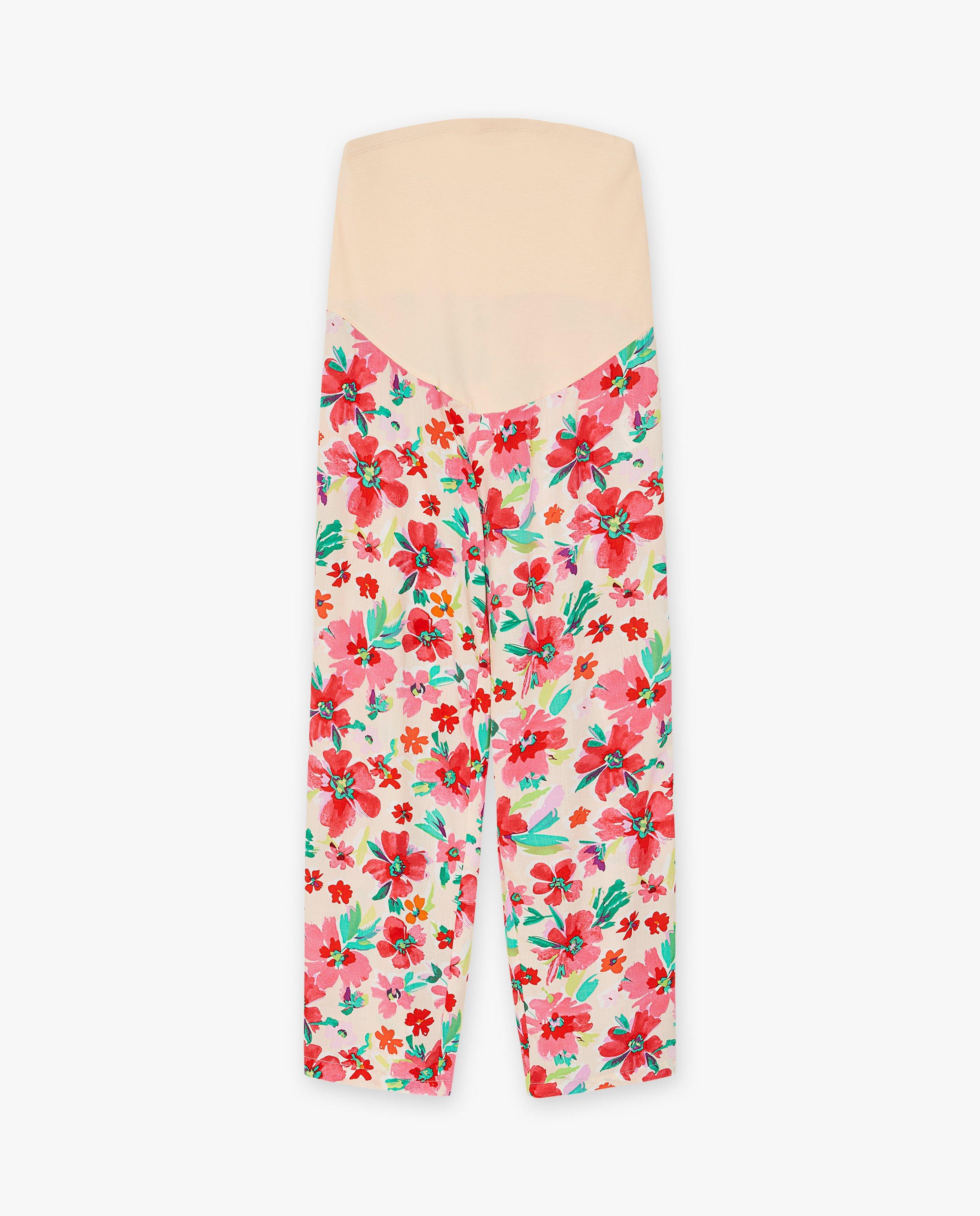 Pantalons - Pantalon fleuri, coupe à jambes larges, grossesse