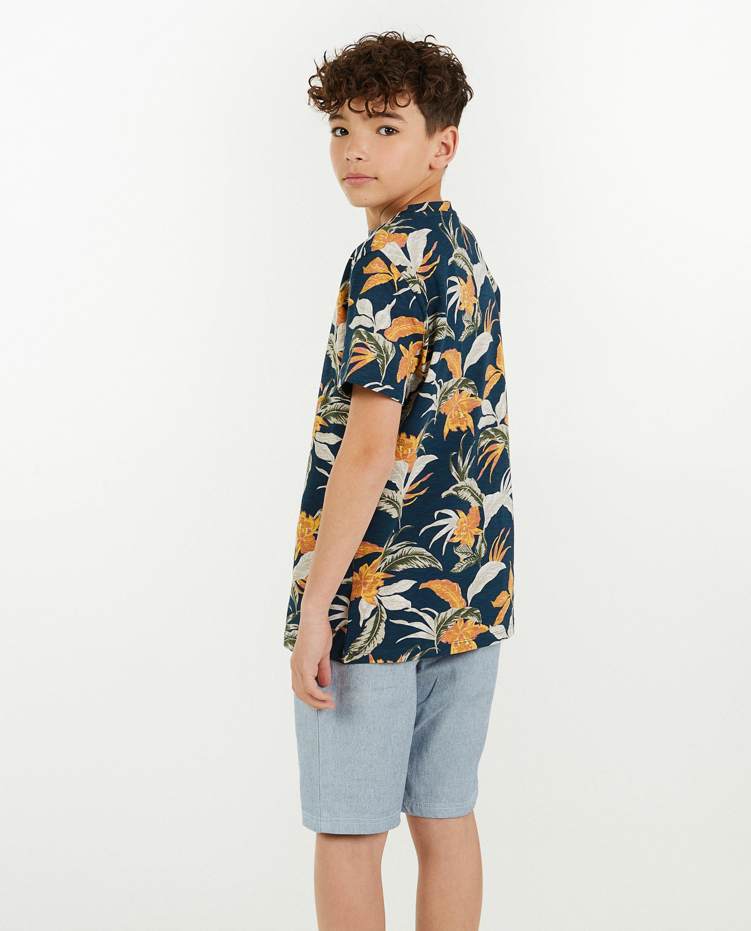 T-shirts - T-shirt met tropische print, 7-14 jaar