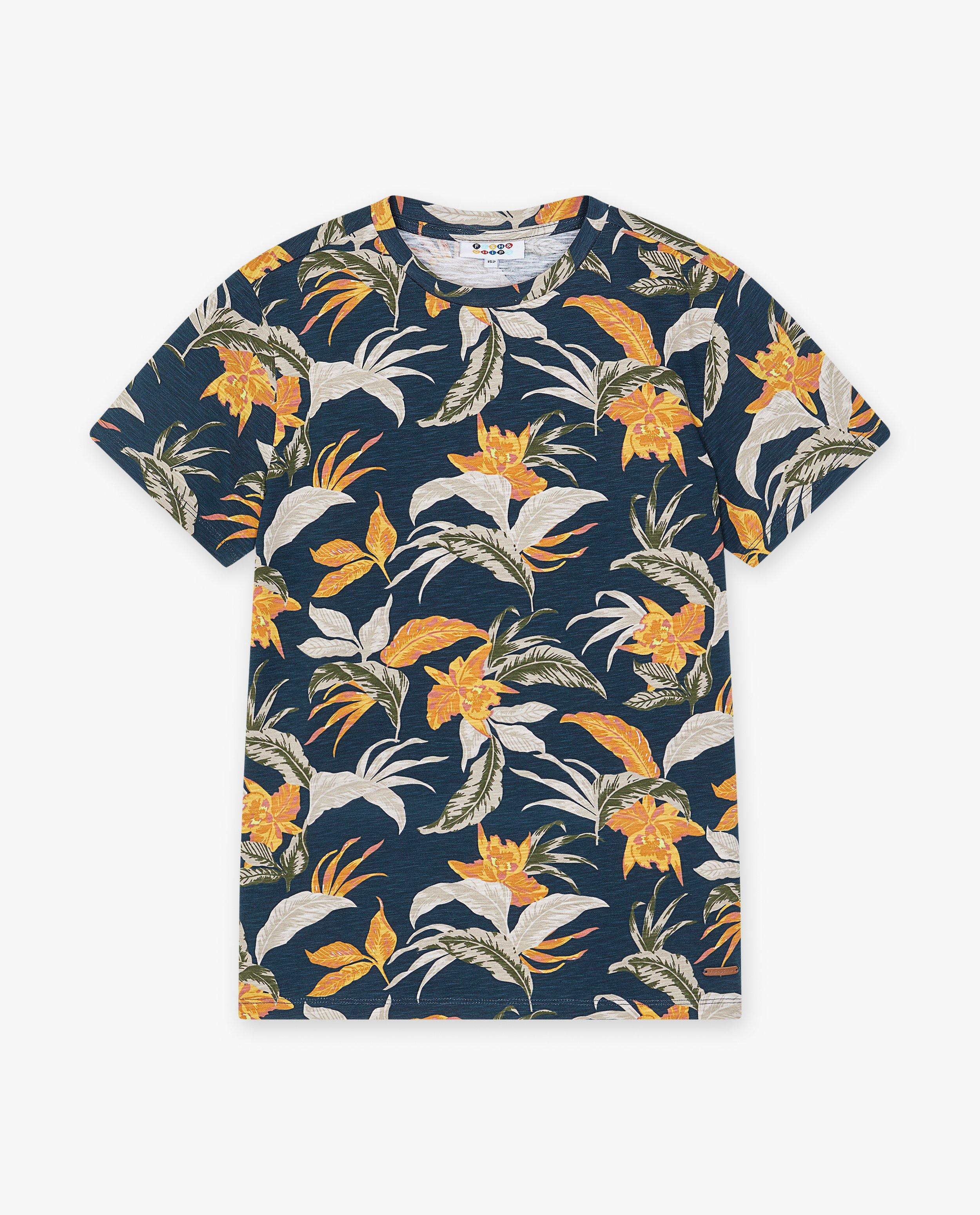 T-shirts - T-shirt met tropische print, 7-14 jaar