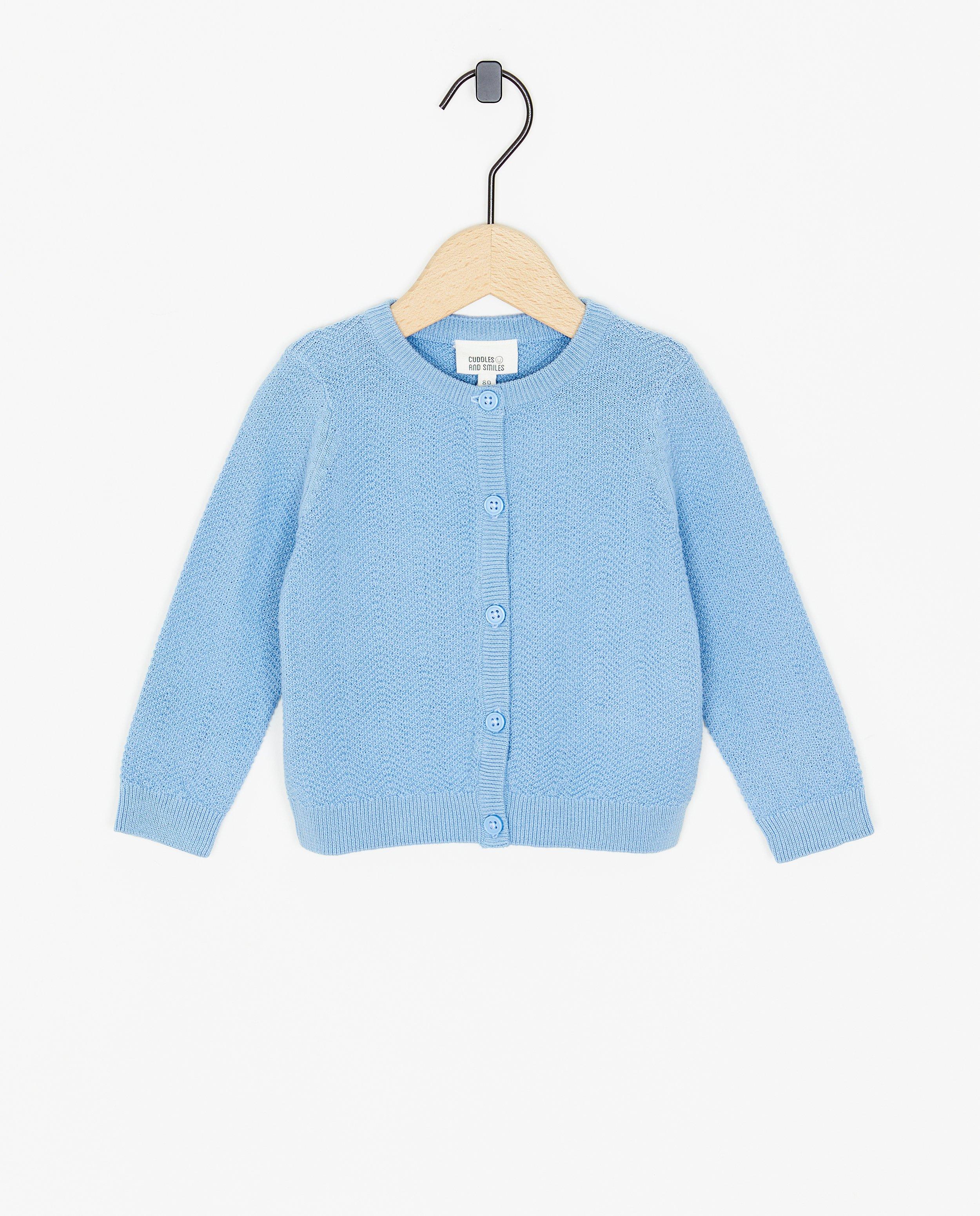 Cardigan - Blauwe gebreide cardigan