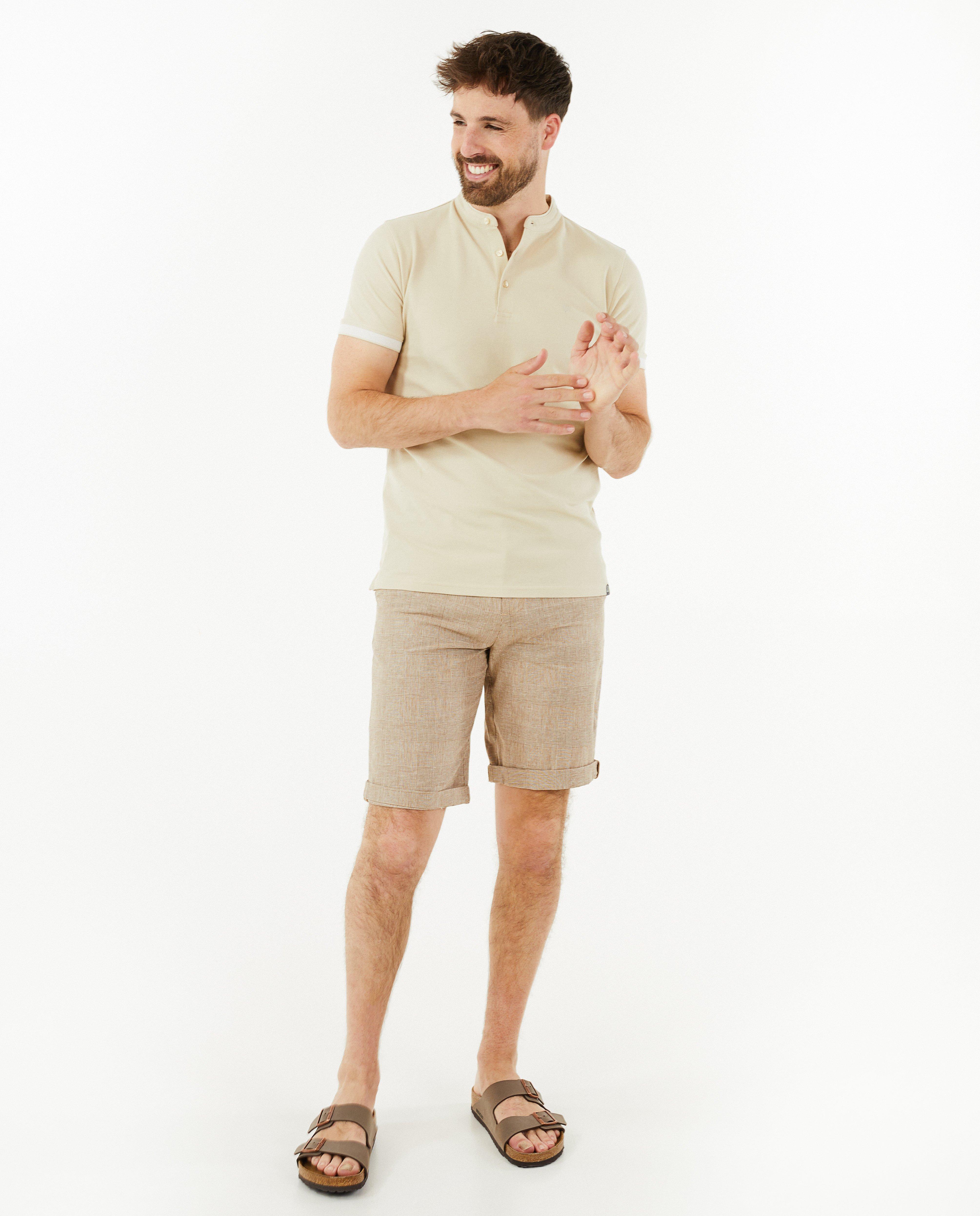 Geruite chino van linnenmix - null - Quarterback