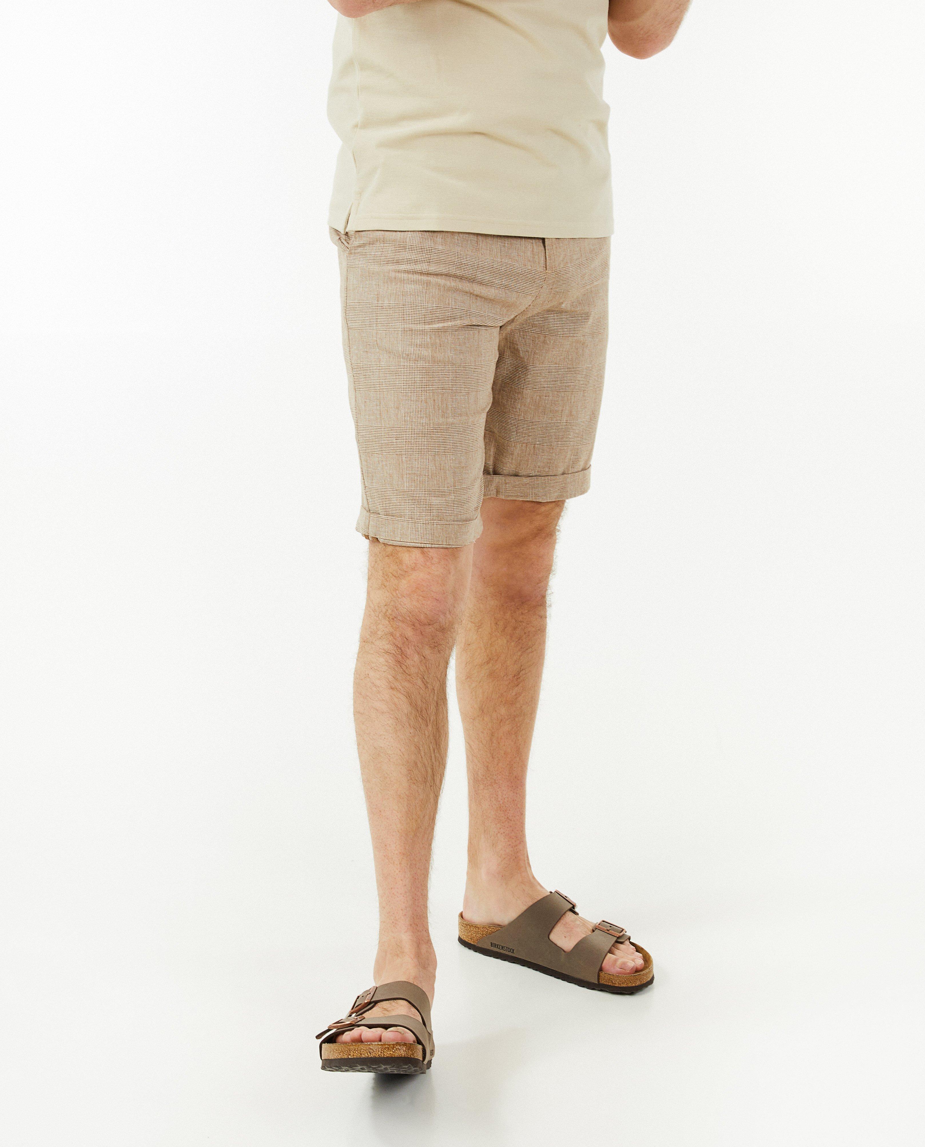 Shorten - Geruite chino van linnenmix