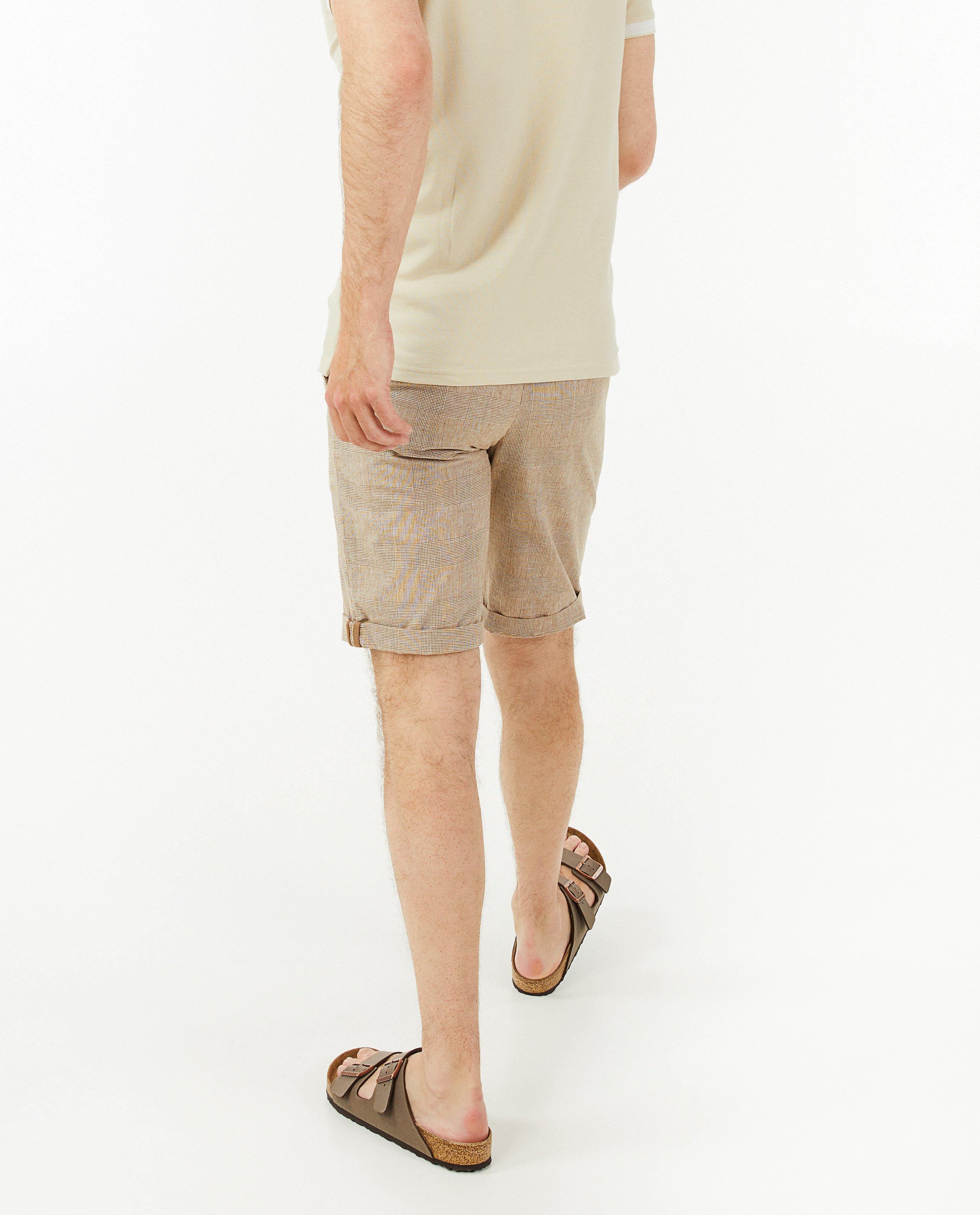 Shorten - Geruite chino van linnenmix