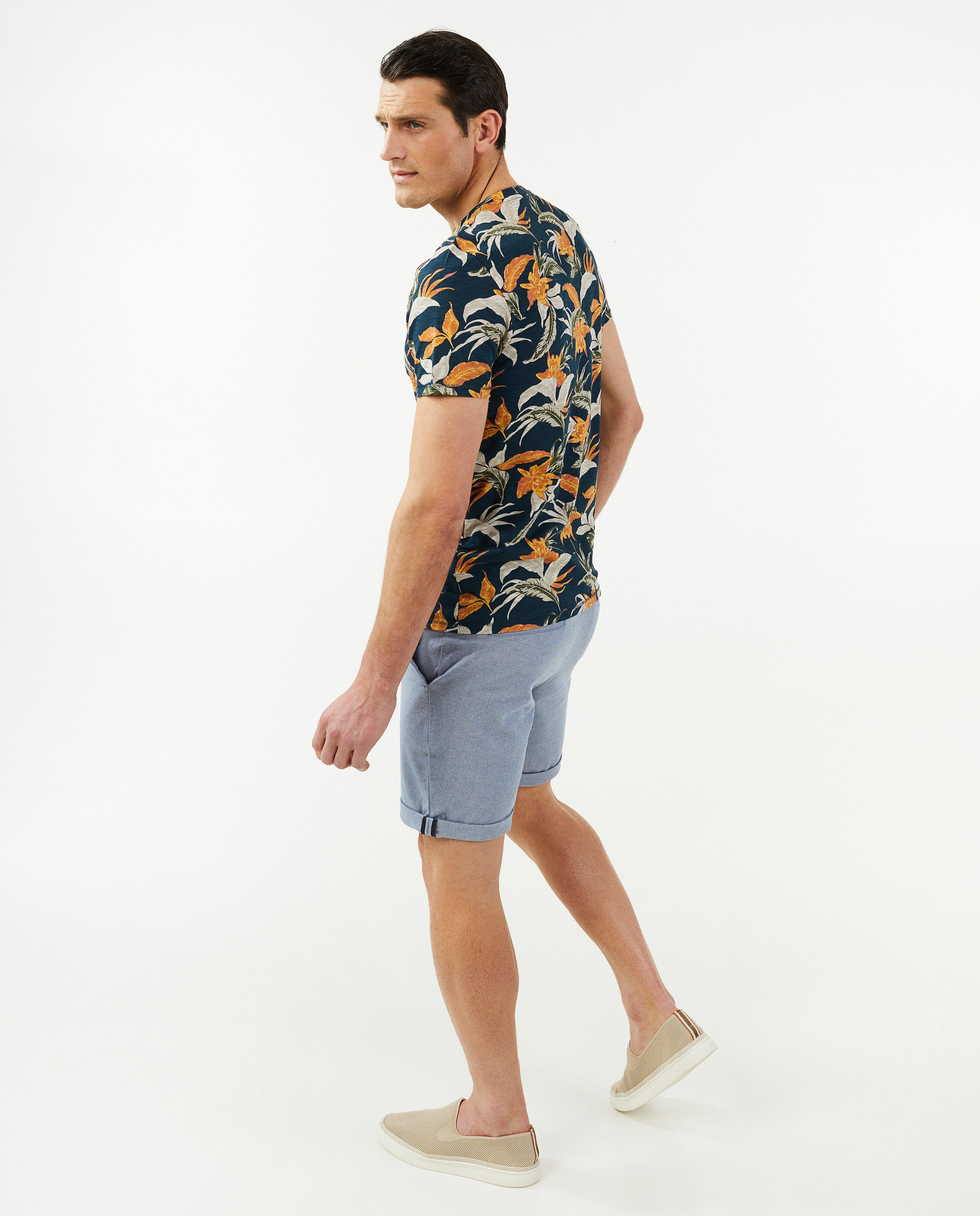 T-shirts - T-shirt met tropische print, heren