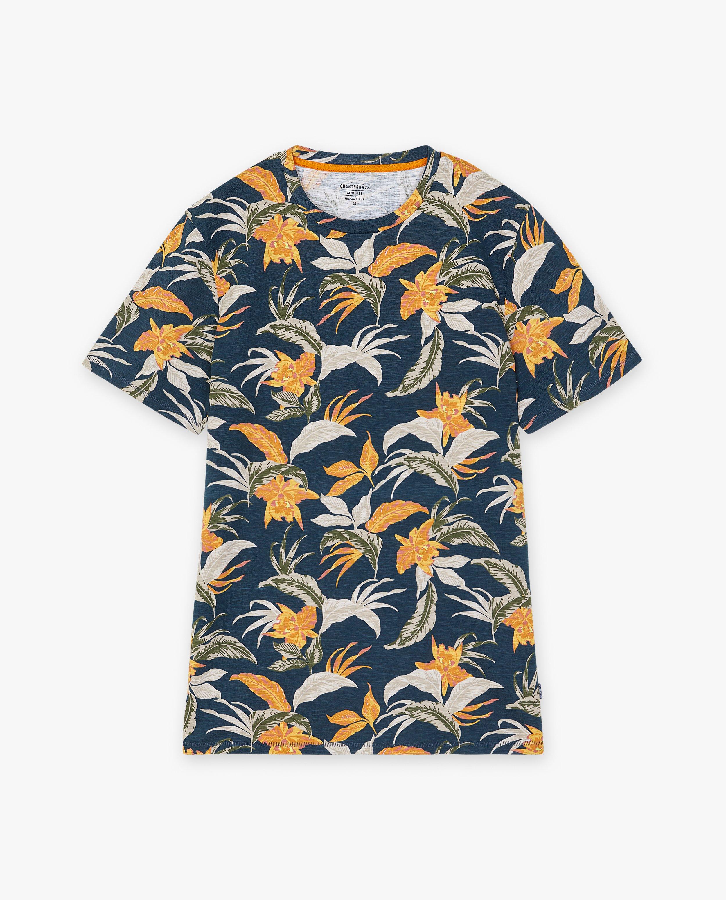 T-shirts - T-shirt met tropische print, heren